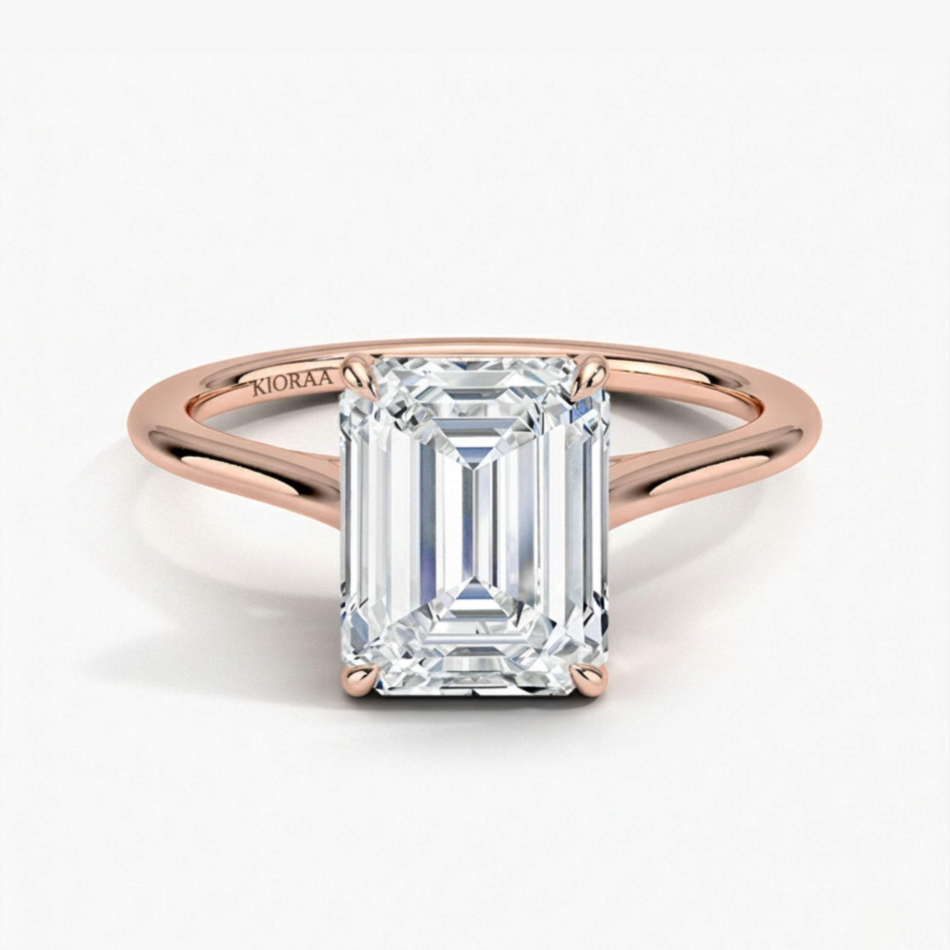 Emerald Diamond Solitaire Engagement Ring