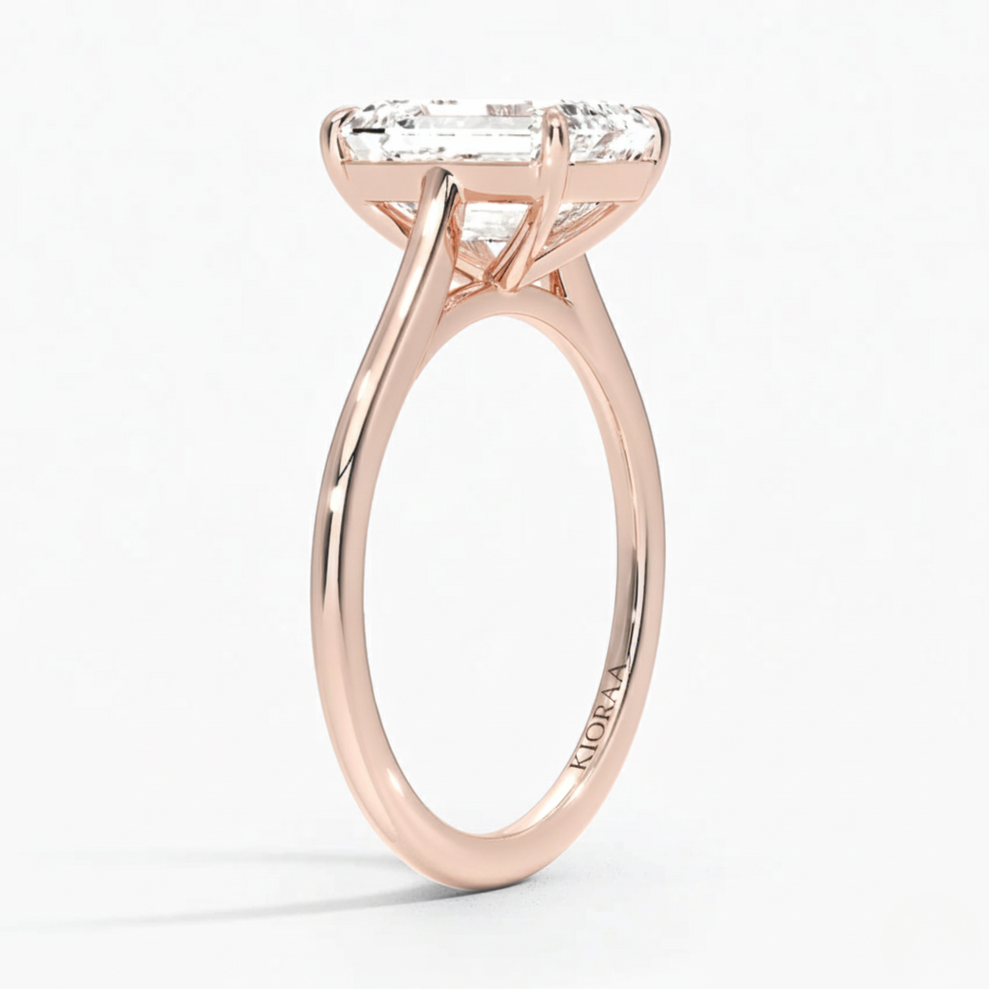 Emerald Diamond Solitaire Engagement Ring