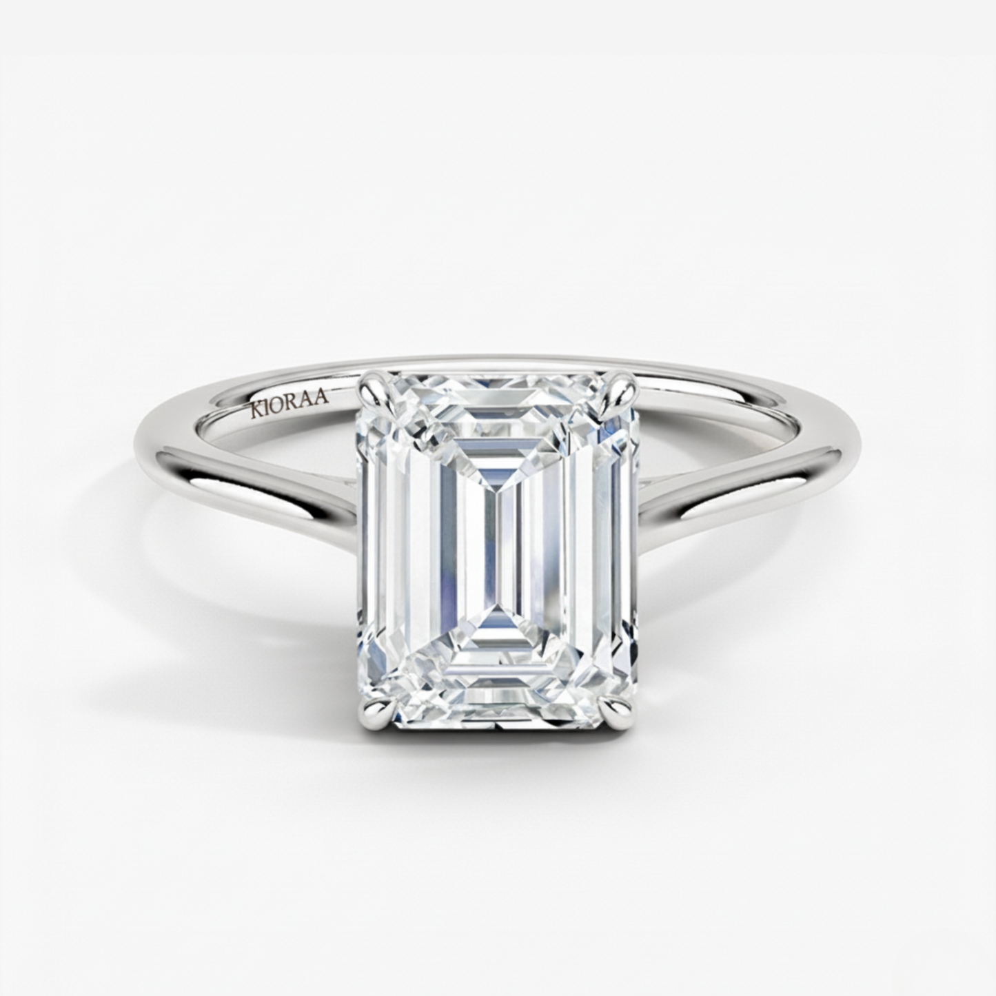 Emerald Diamond Solitaire Engagement Ring