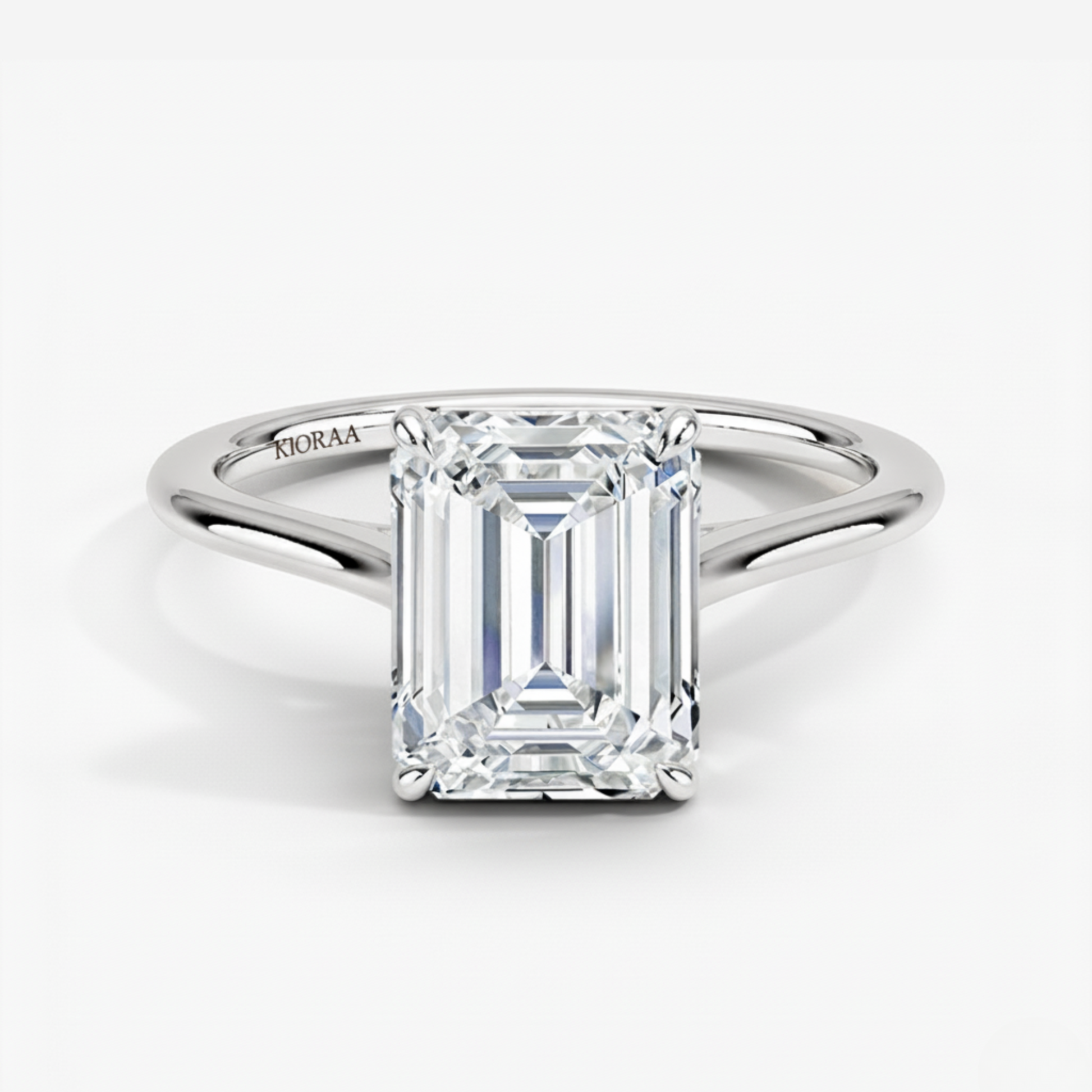 Emerald Diamond Solitaire Engagement Ring