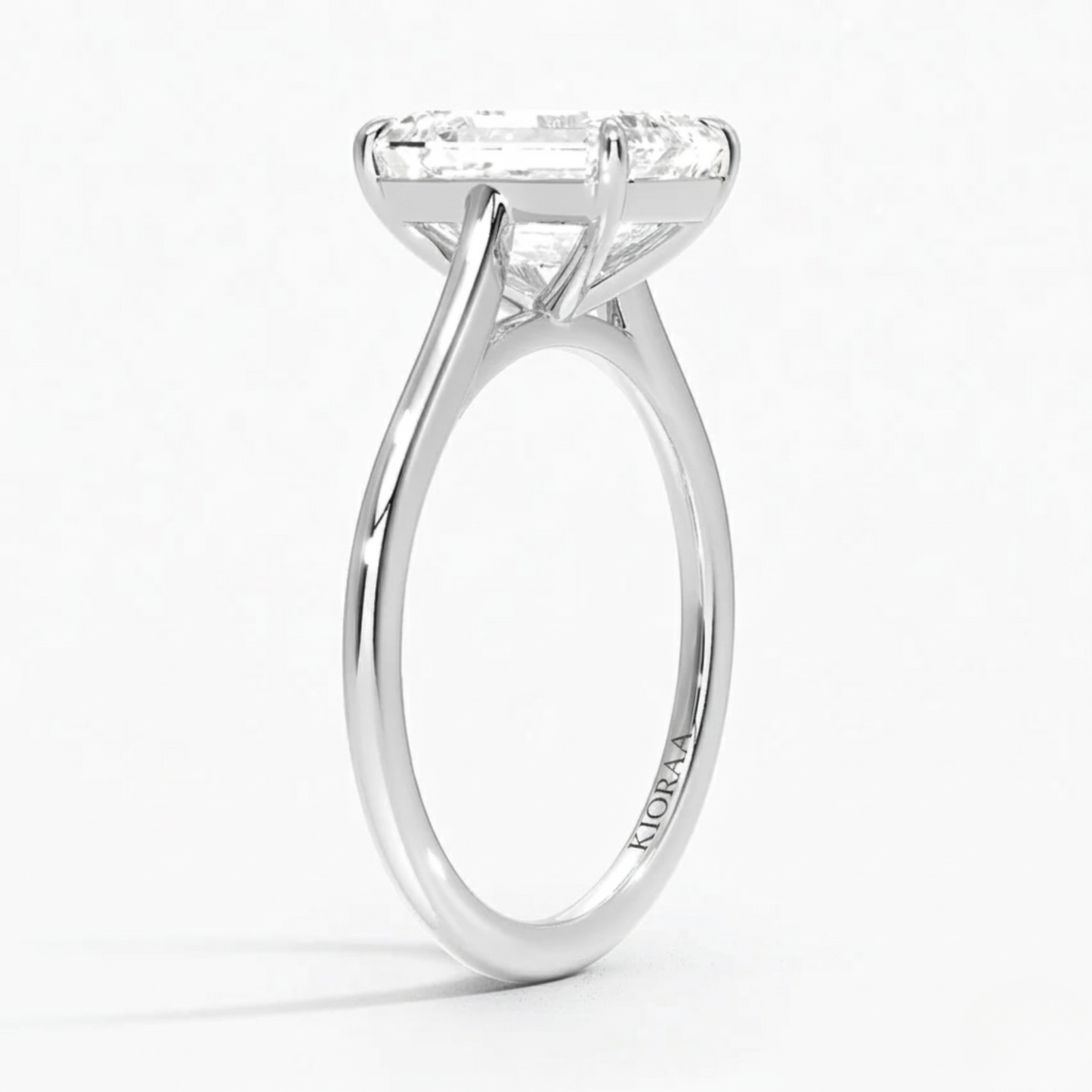 Emerald Diamond Solitaire Engagement Ring