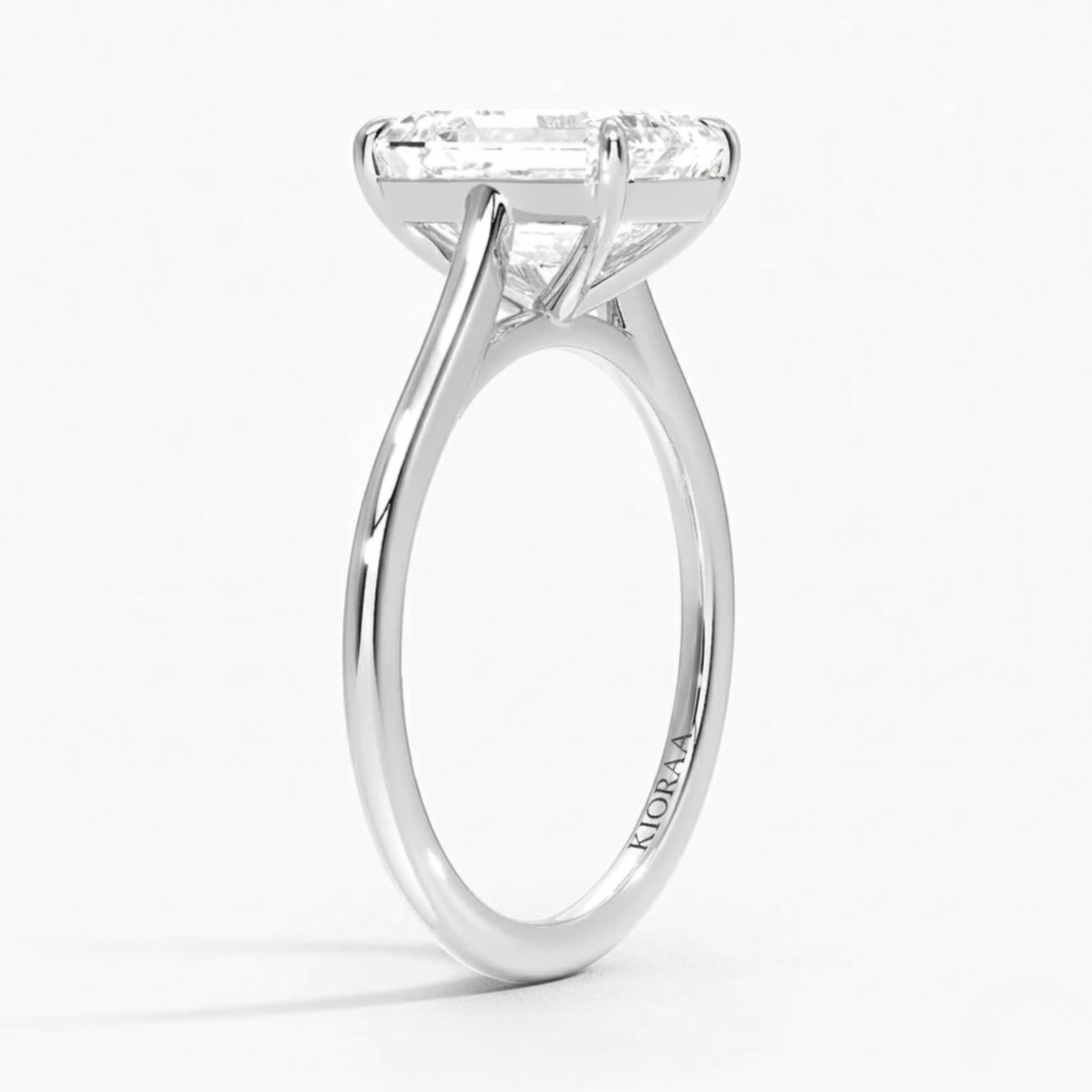 Emerald Diamond Solitaire Engagement Ring