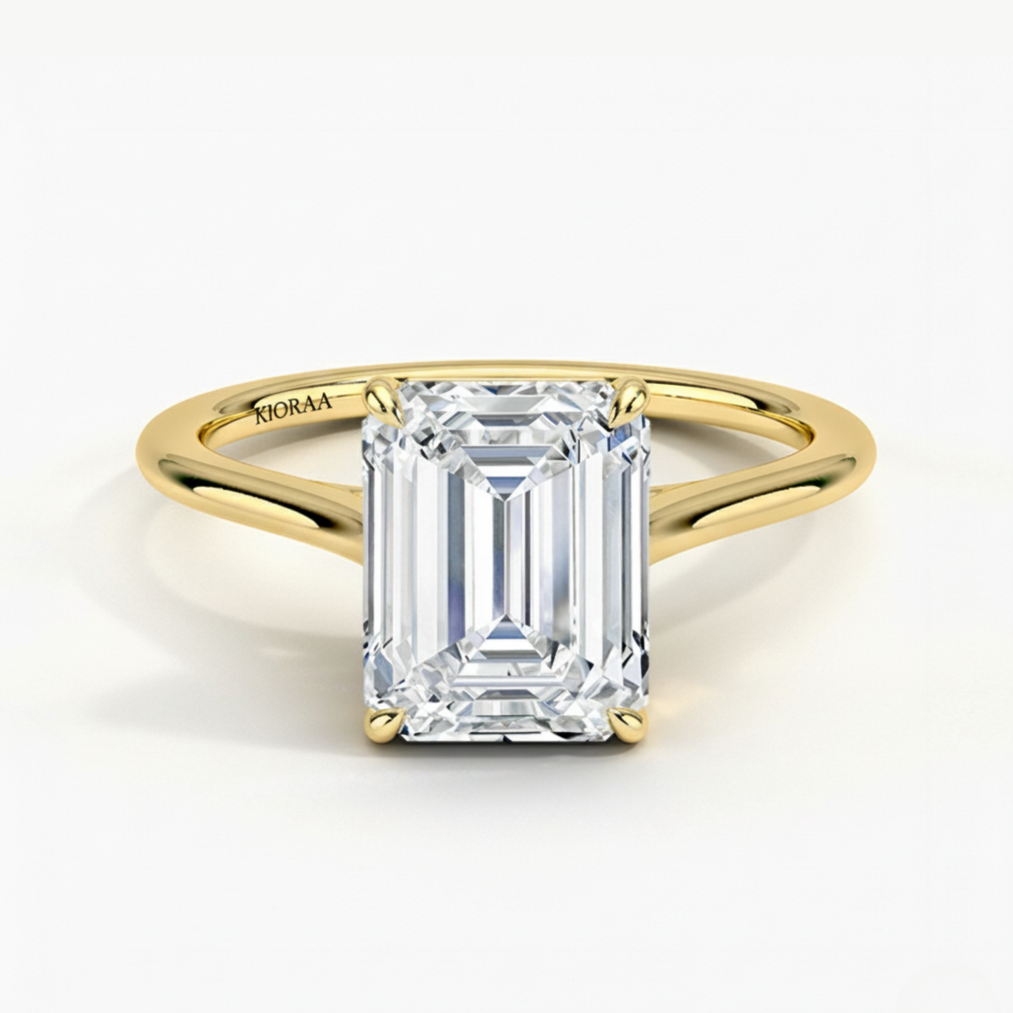 Emerald Diamond Solitaire Engagement Ring