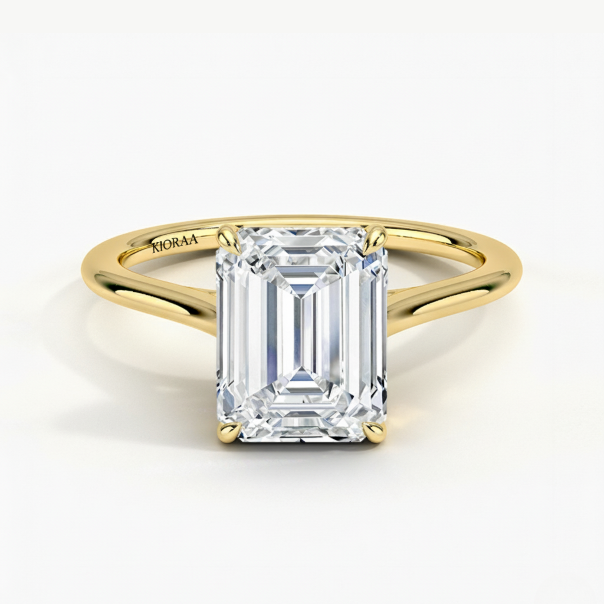 Emerald Diamond Solitaire Engagement Ring