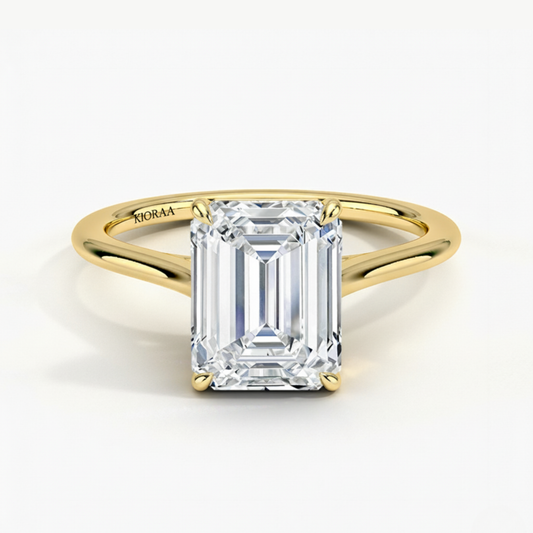 Emerald Diamond Solitaire Engagement Ring