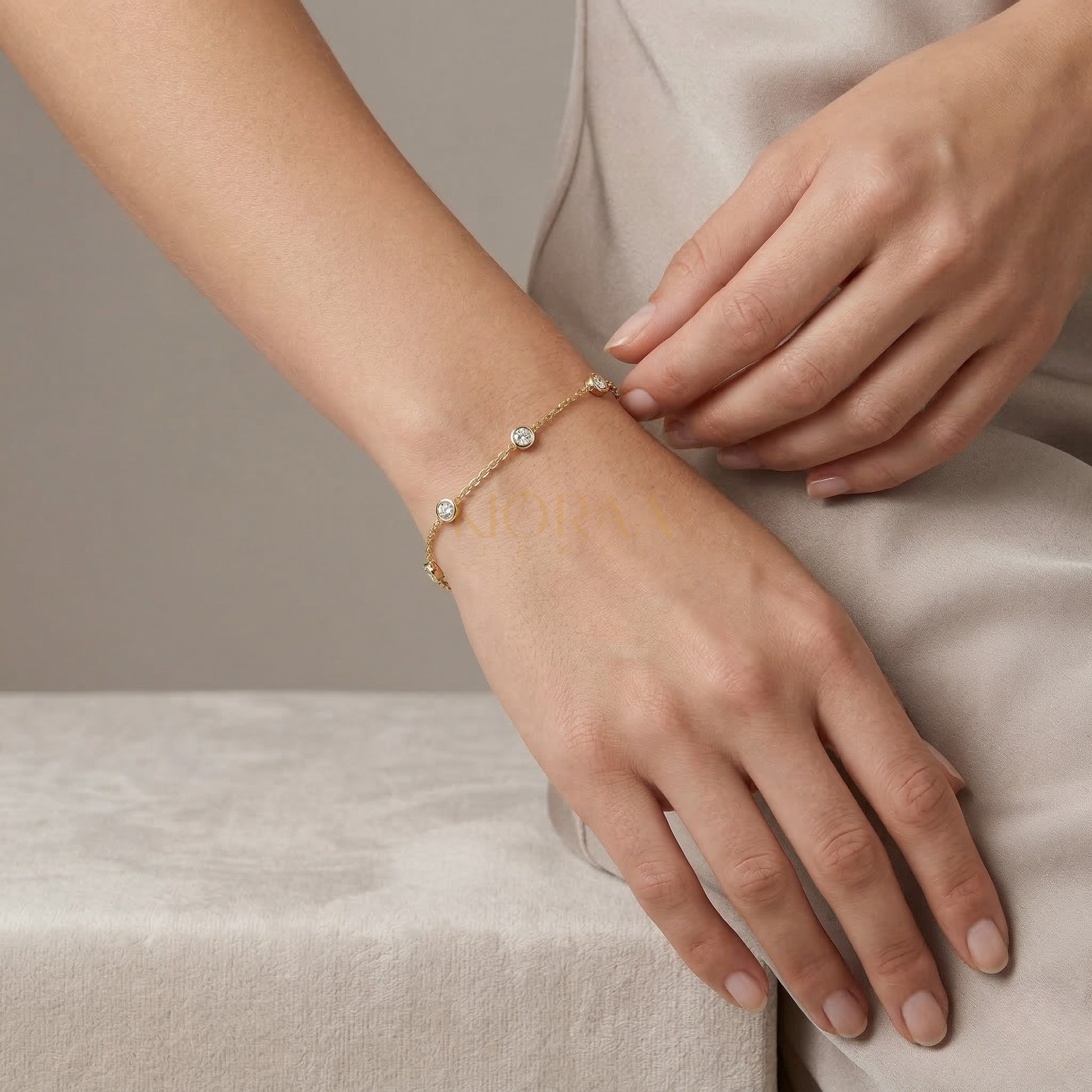 Five Round Diamond Bezel Set Bracelet