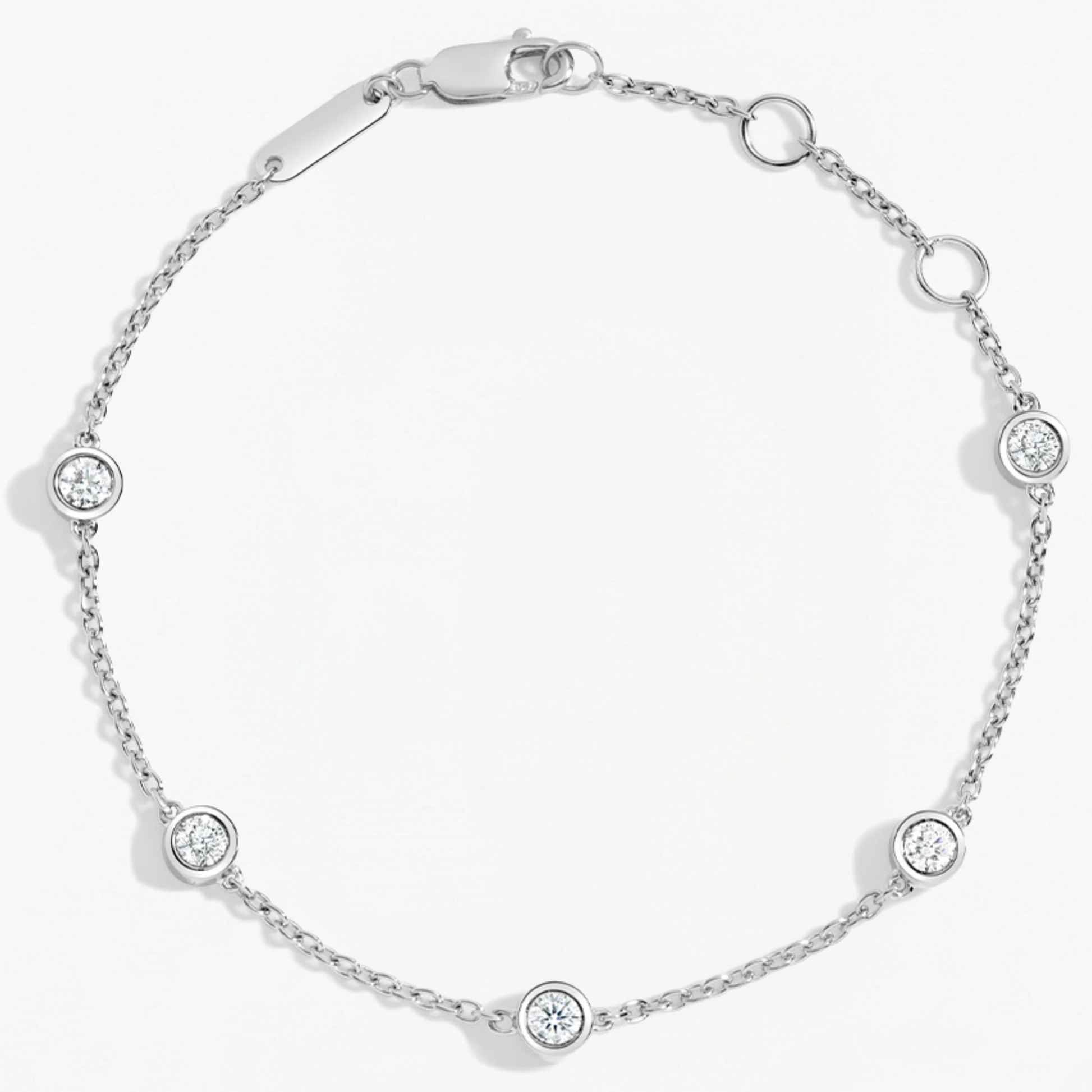 Five Round Diamond Bezel Set Bracelet