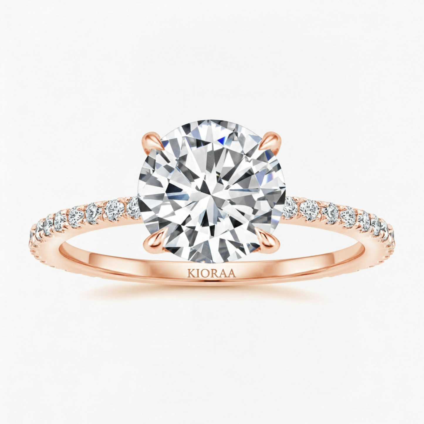 Partial Coverage Round Cut Ring with Classic Simple Round Eternity Band