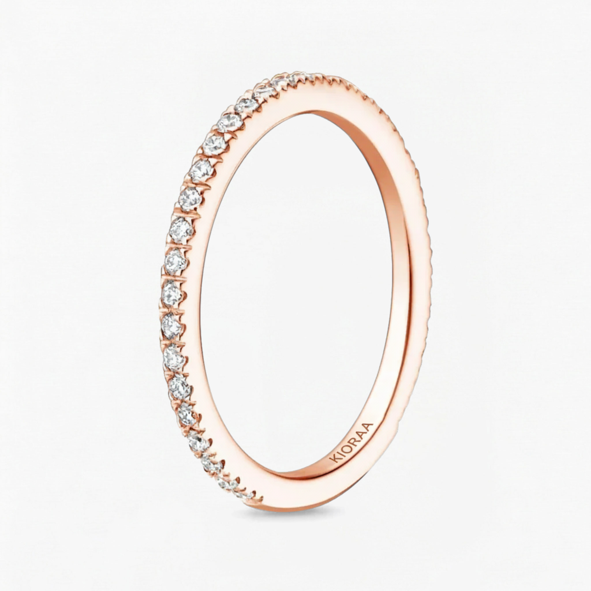 Partial Coverage Round Cut Ring with Classic Simple Round Eternity Band