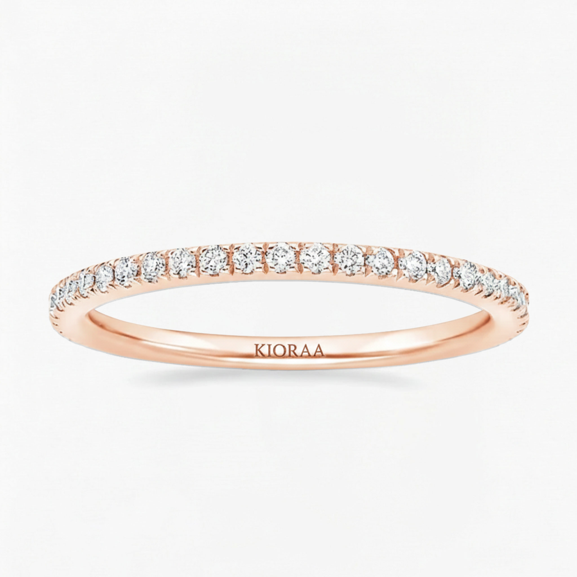 Partial Coverage Round Cut Ring with Classic Simple Round Eternity Band