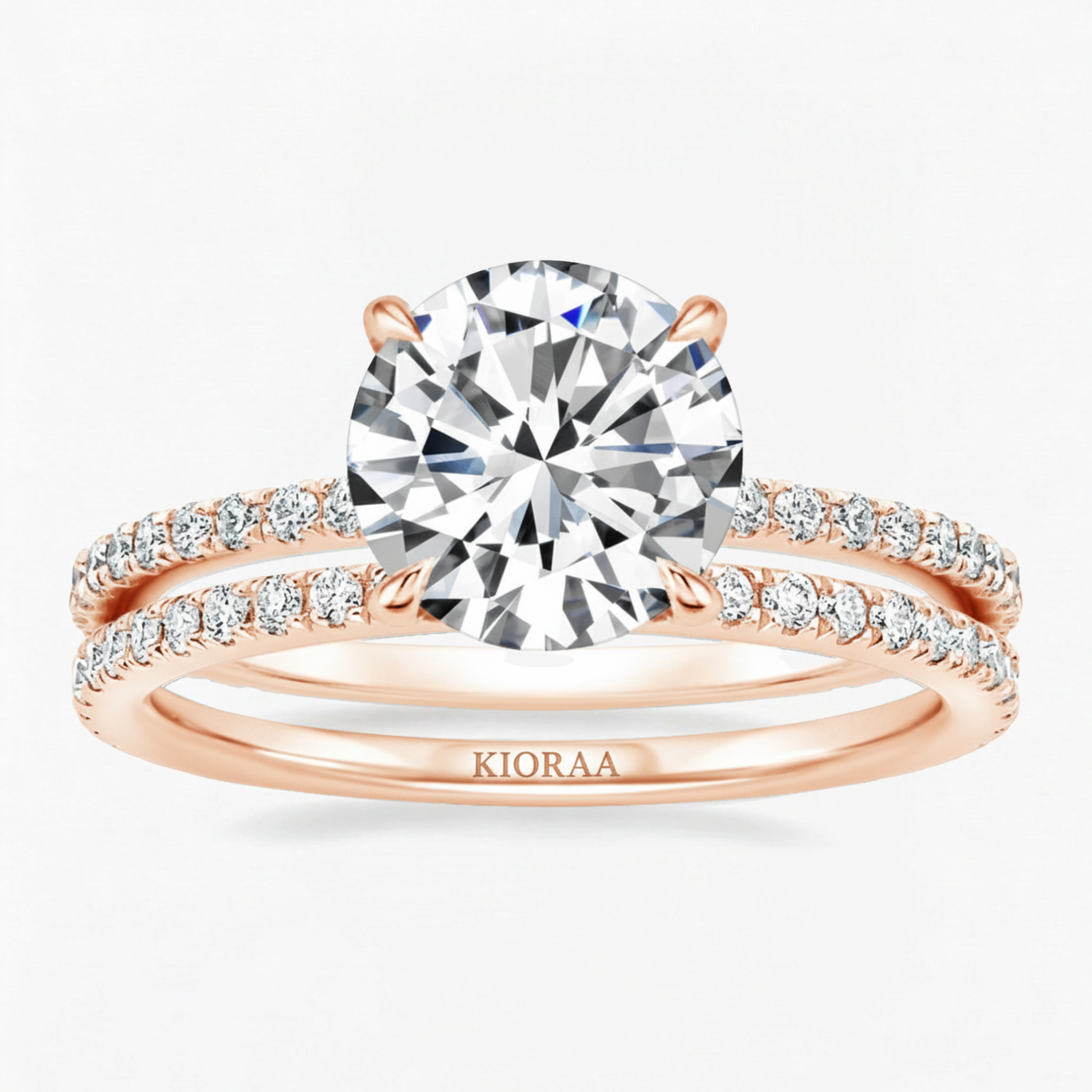 Partial Coverage Round Cut Ring with Classic Simple Round Eternity Band