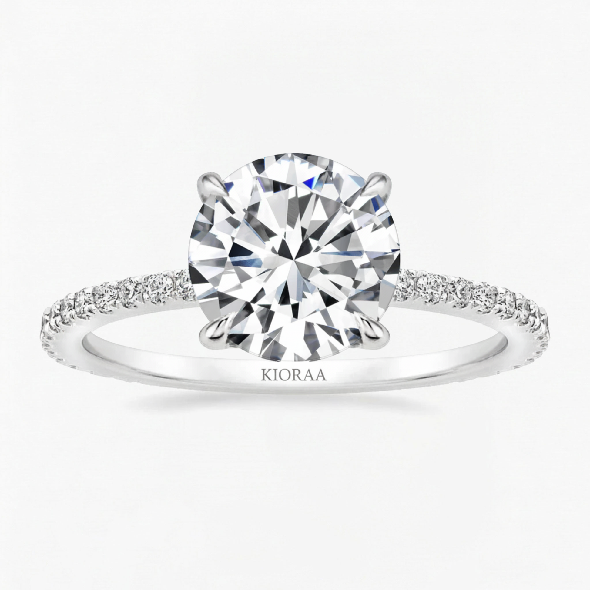 Partial Coverage Round Cut Ring with Classic Simple Round Eternity Band
