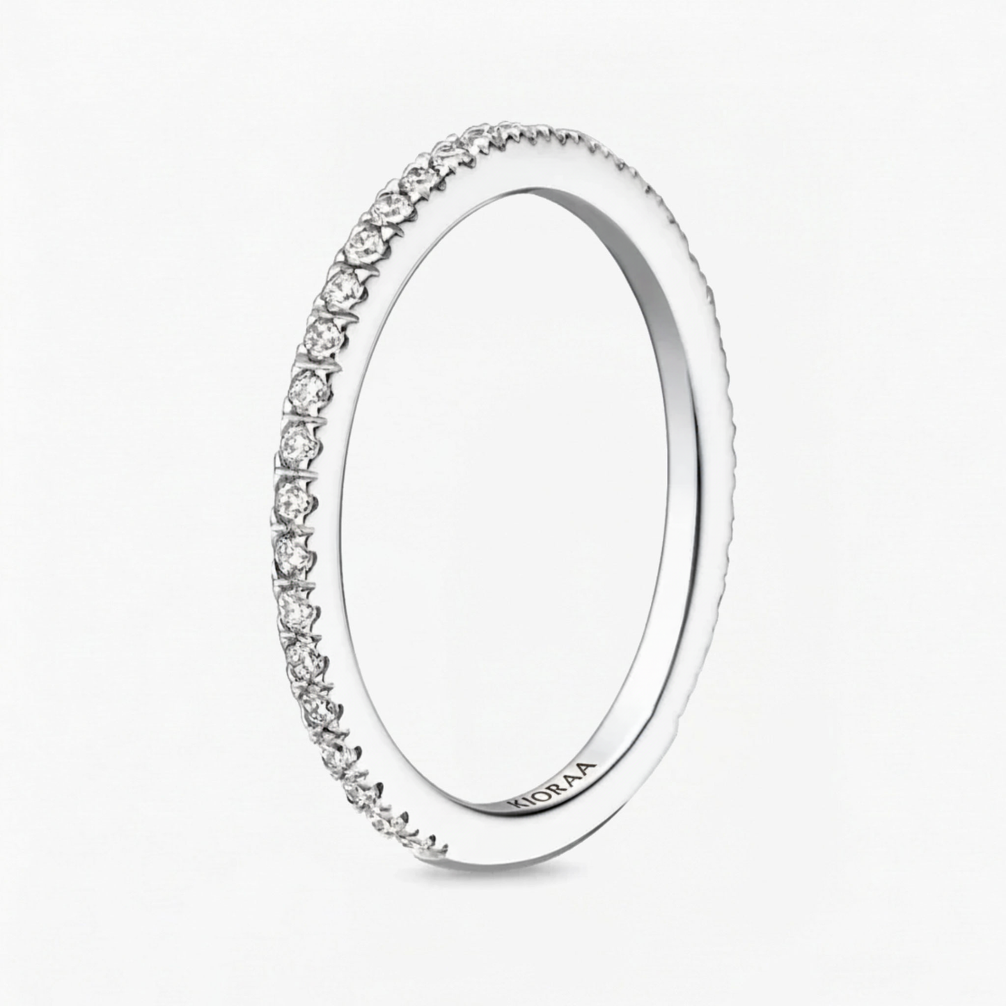 Partial Coverage Round Cut Ring with Classic Simple Round Eternity Band