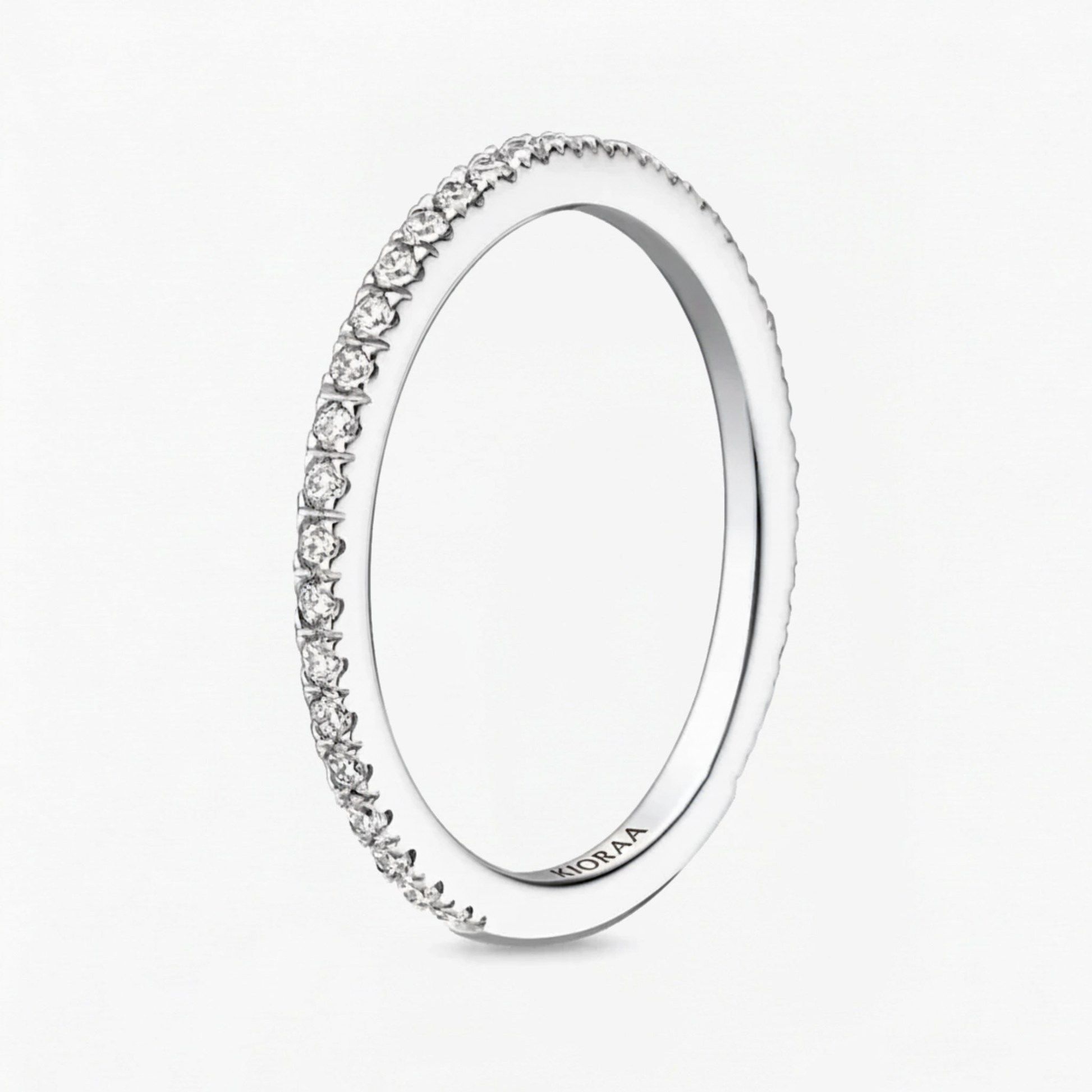 Partial Coverage Round Cut Ring with Classic Simple Round Eternity Band