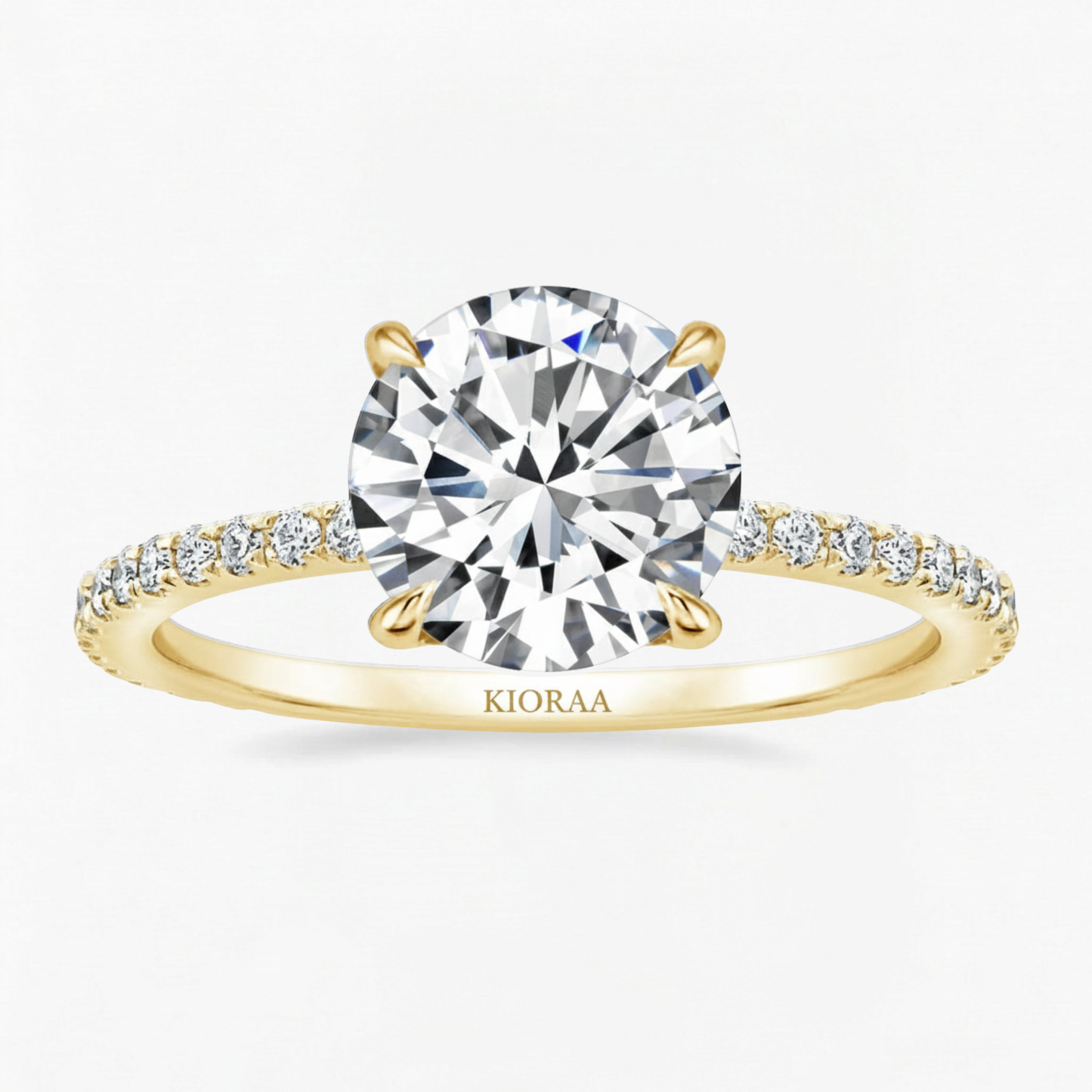 Partial Coverage Round Cut Ring with Classic Simple Round Eternity Band