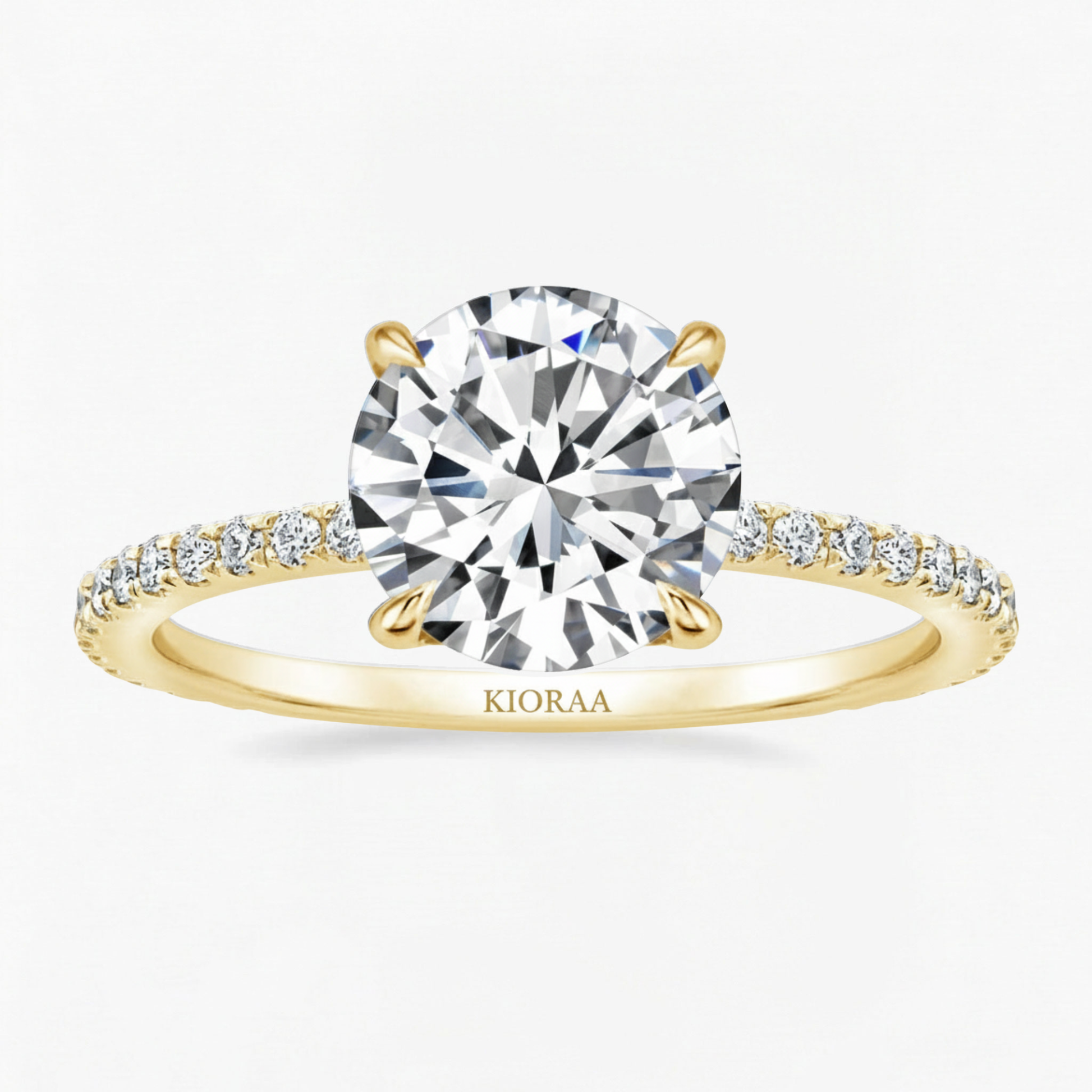 Partial Coverage Round Cut Ring with Classic Simple Round Eternity Band