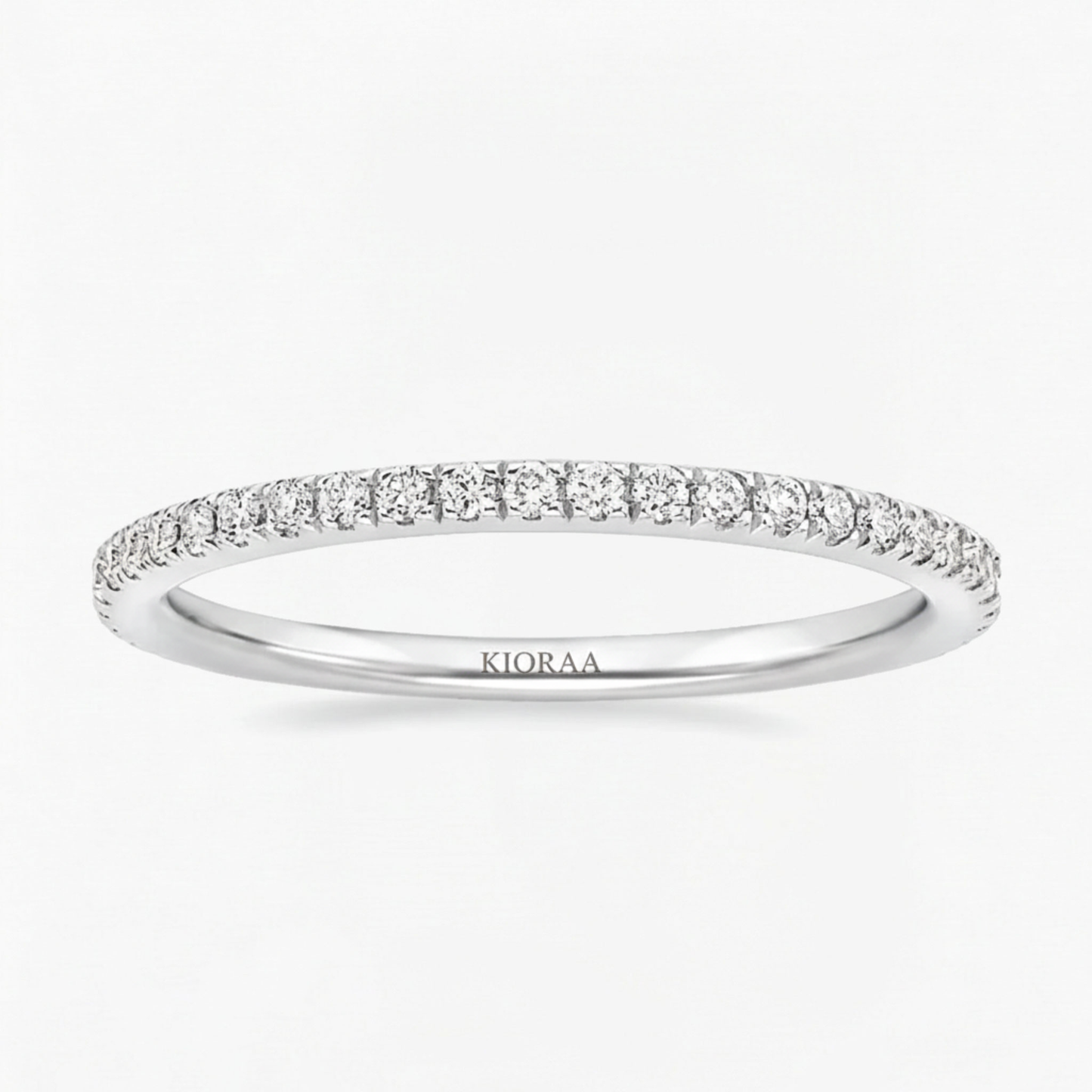 Partial Coverage Round Cut Ring with Classic Simple Round Eternity Band