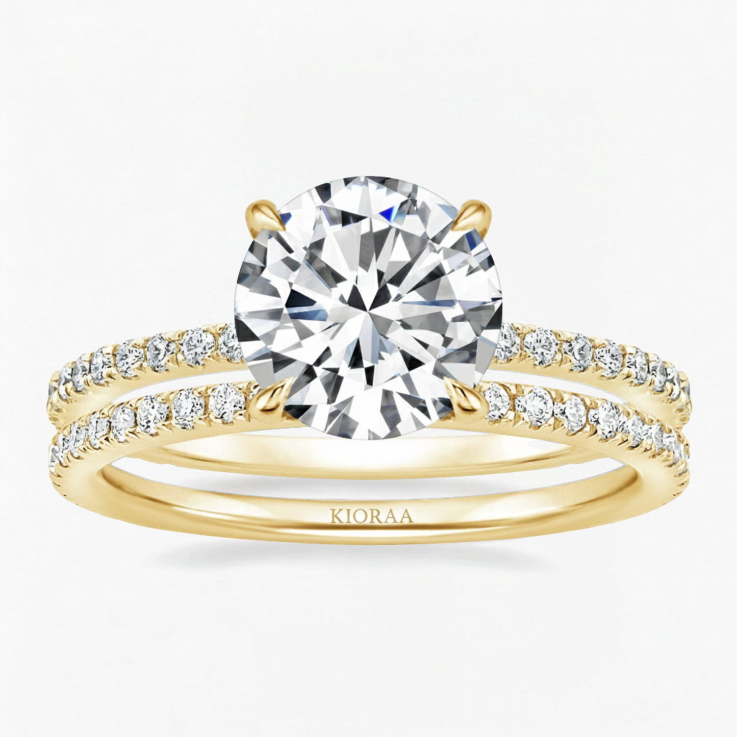 Partial Coverage Round Cut Ring with Classic Simple Round Eternity Band