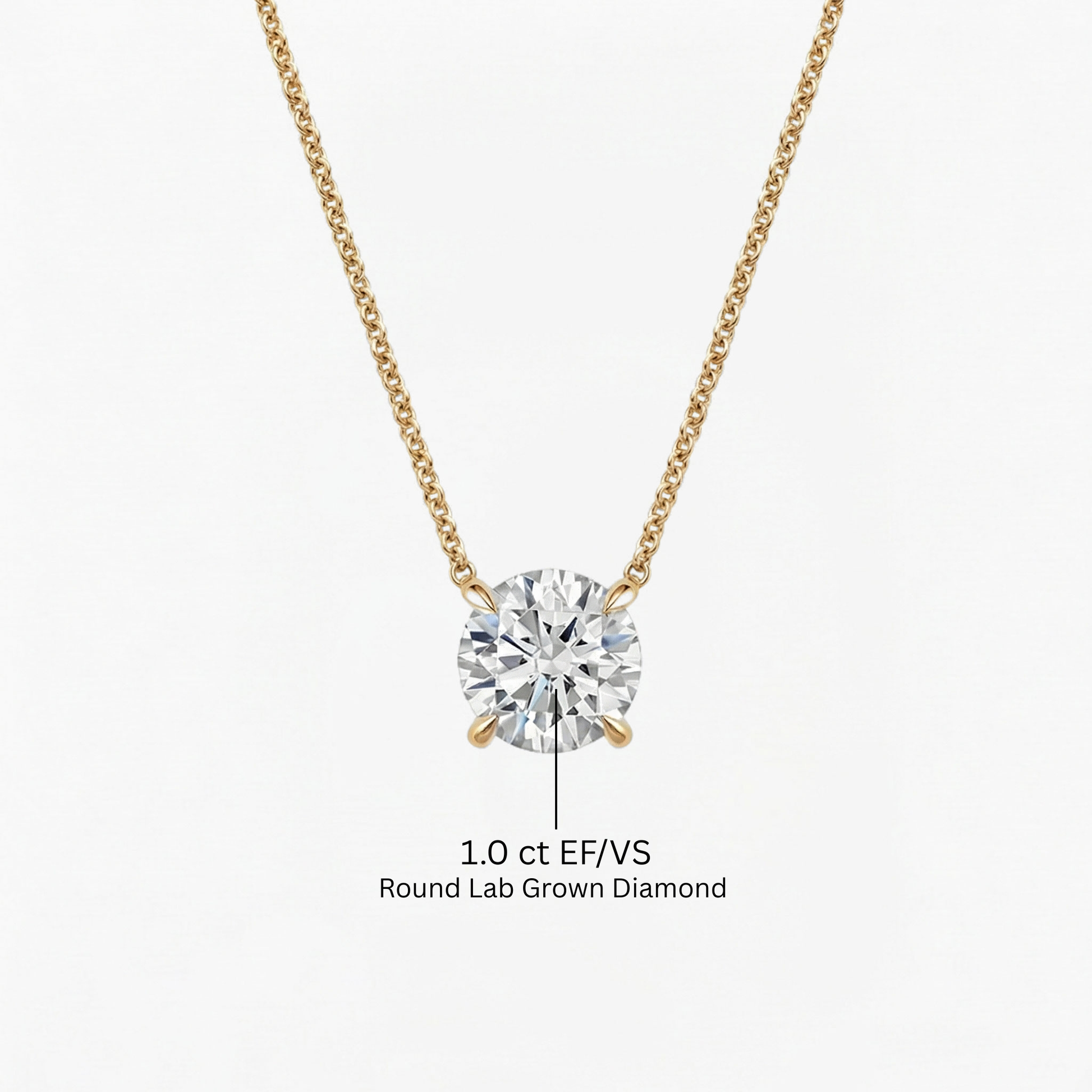 Classic Simple Round Diamond Solitaire Necklace