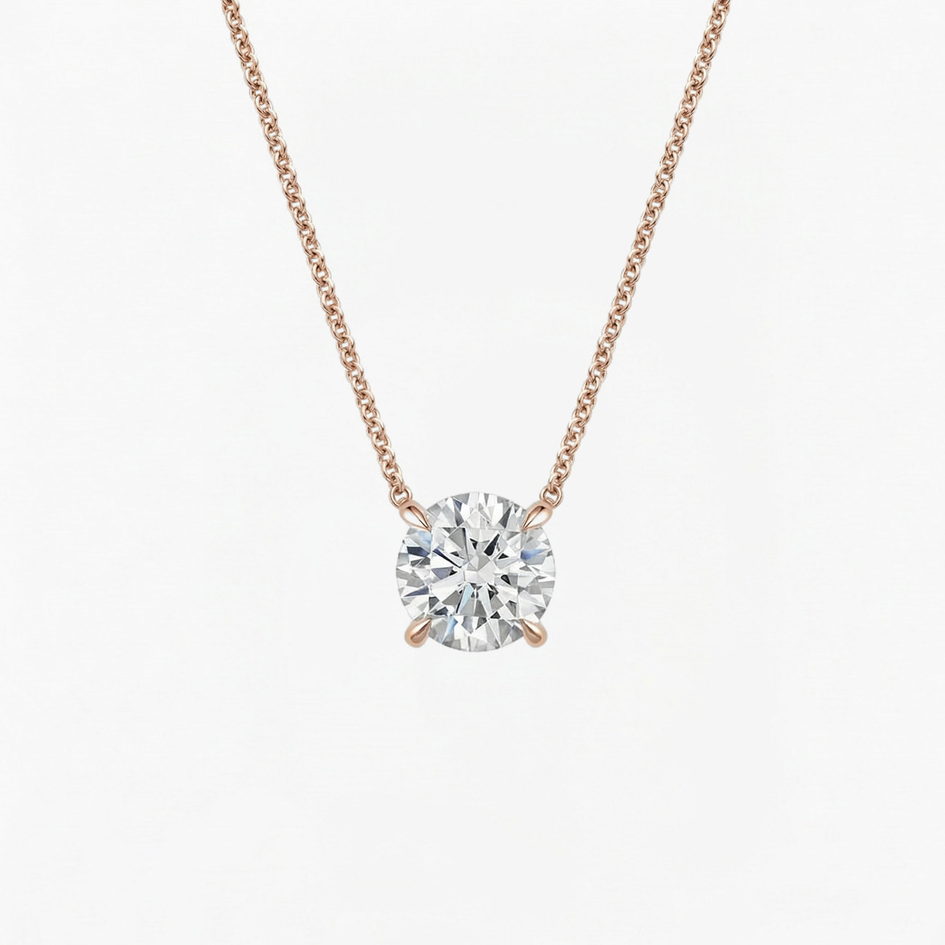 Classic Simple Round Diamond Solitaire Necklace