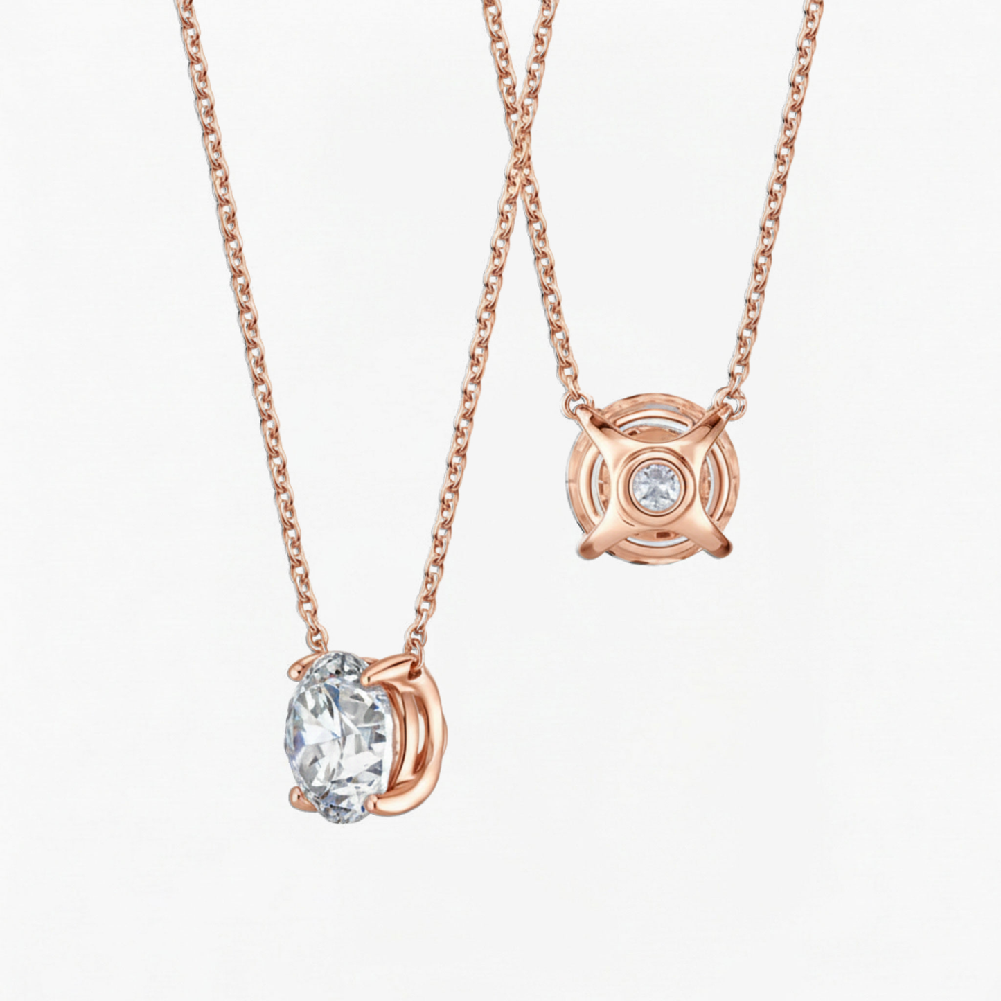 Classic Simple Round Diamond Solitaire Necklace