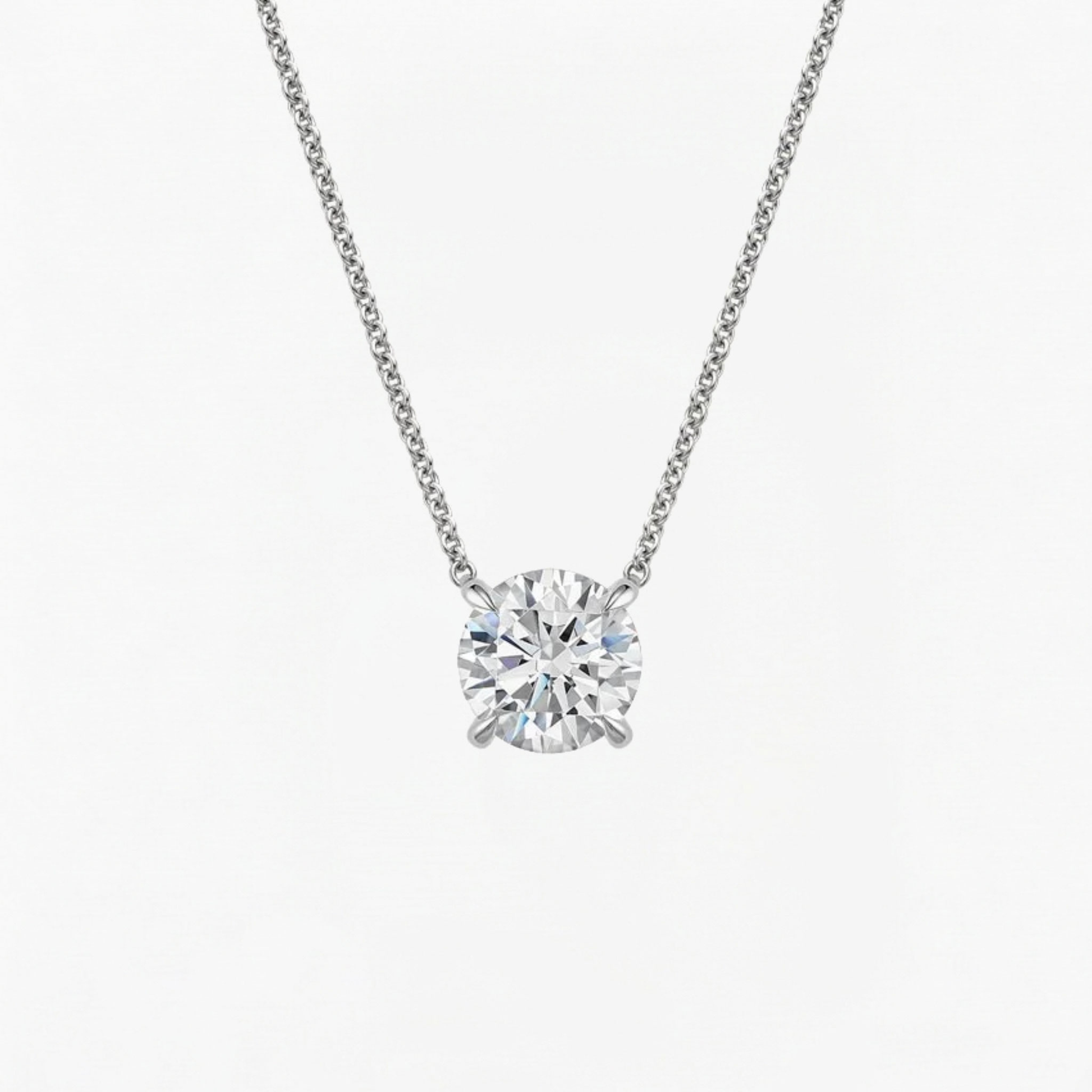 Classic Simple Round Diamond Solitaire Necklace