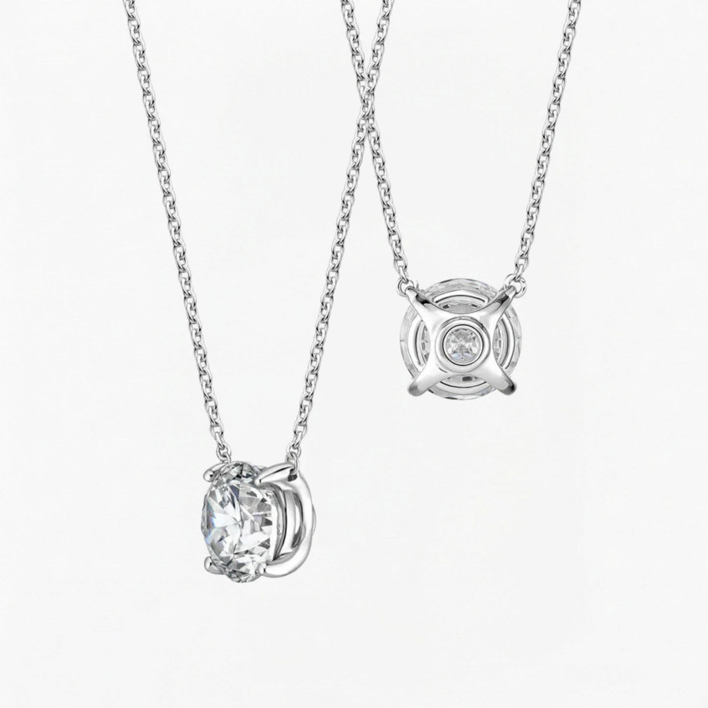 Classic Simple Round Diamond Solitaire Necklace