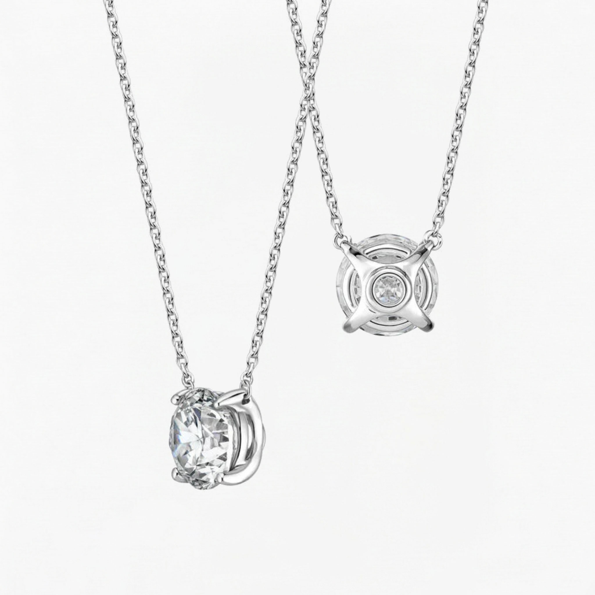 Classic Simple Round Diamond Solitaire Necklace