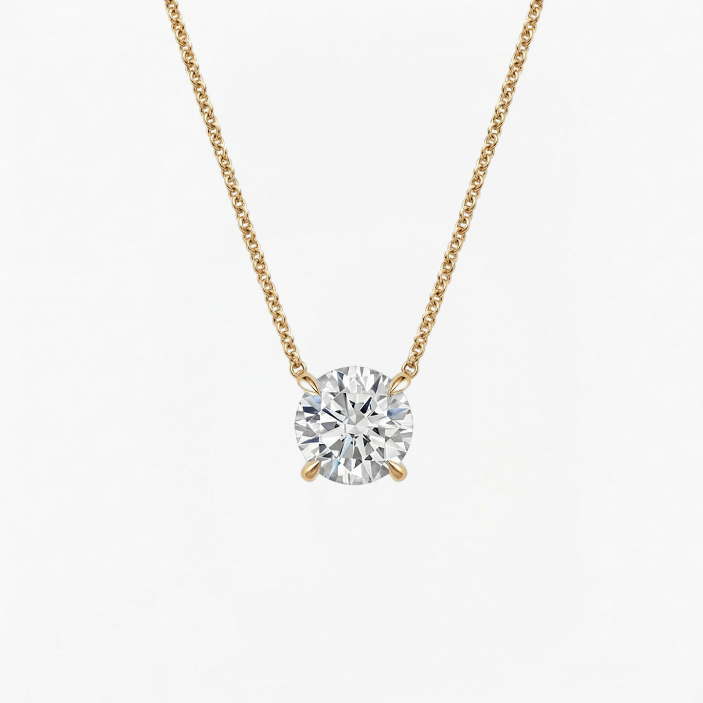 Classic Simple Round Diamond Solitaire Necklace
