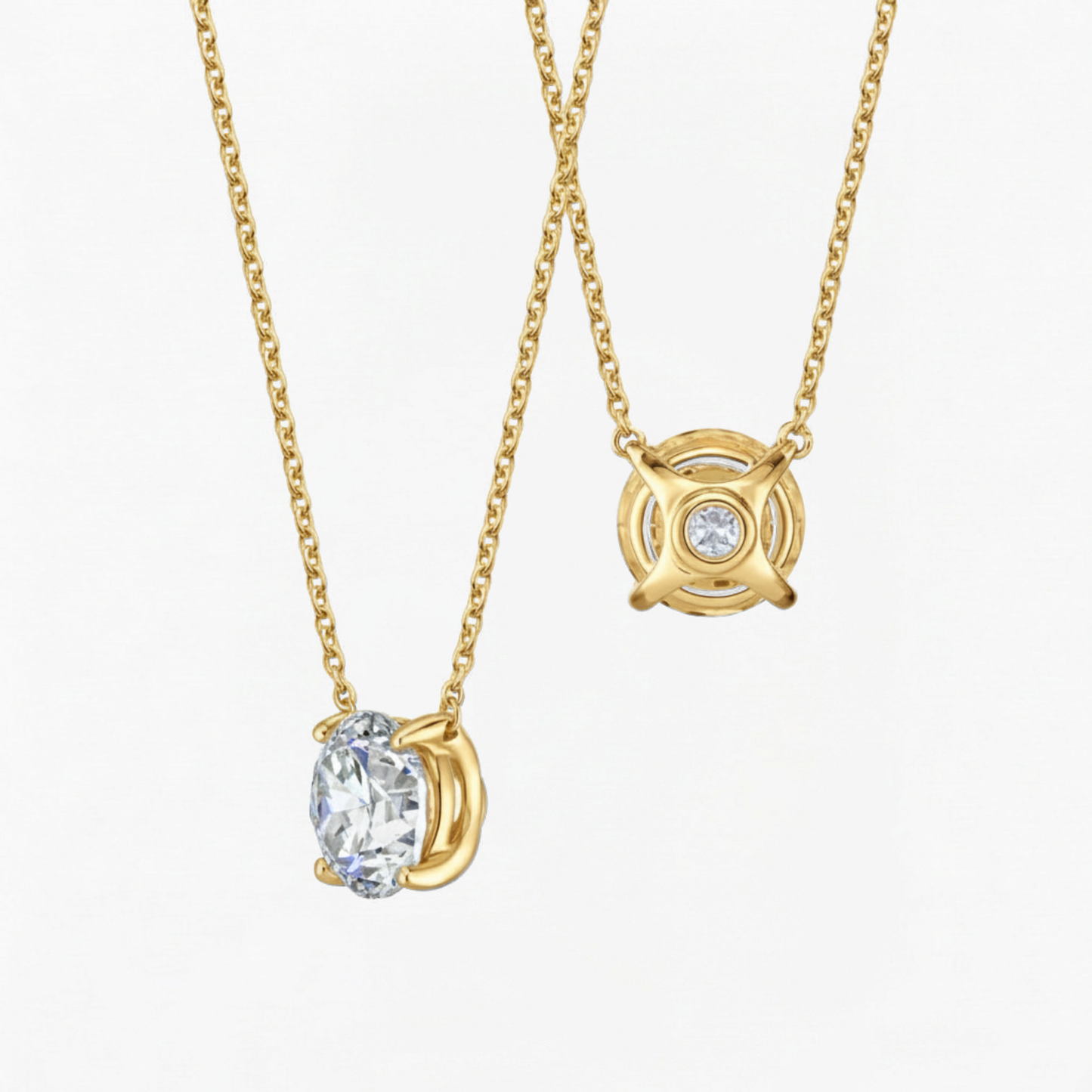 Classic Simple Round Diamond Solitaire Necklace