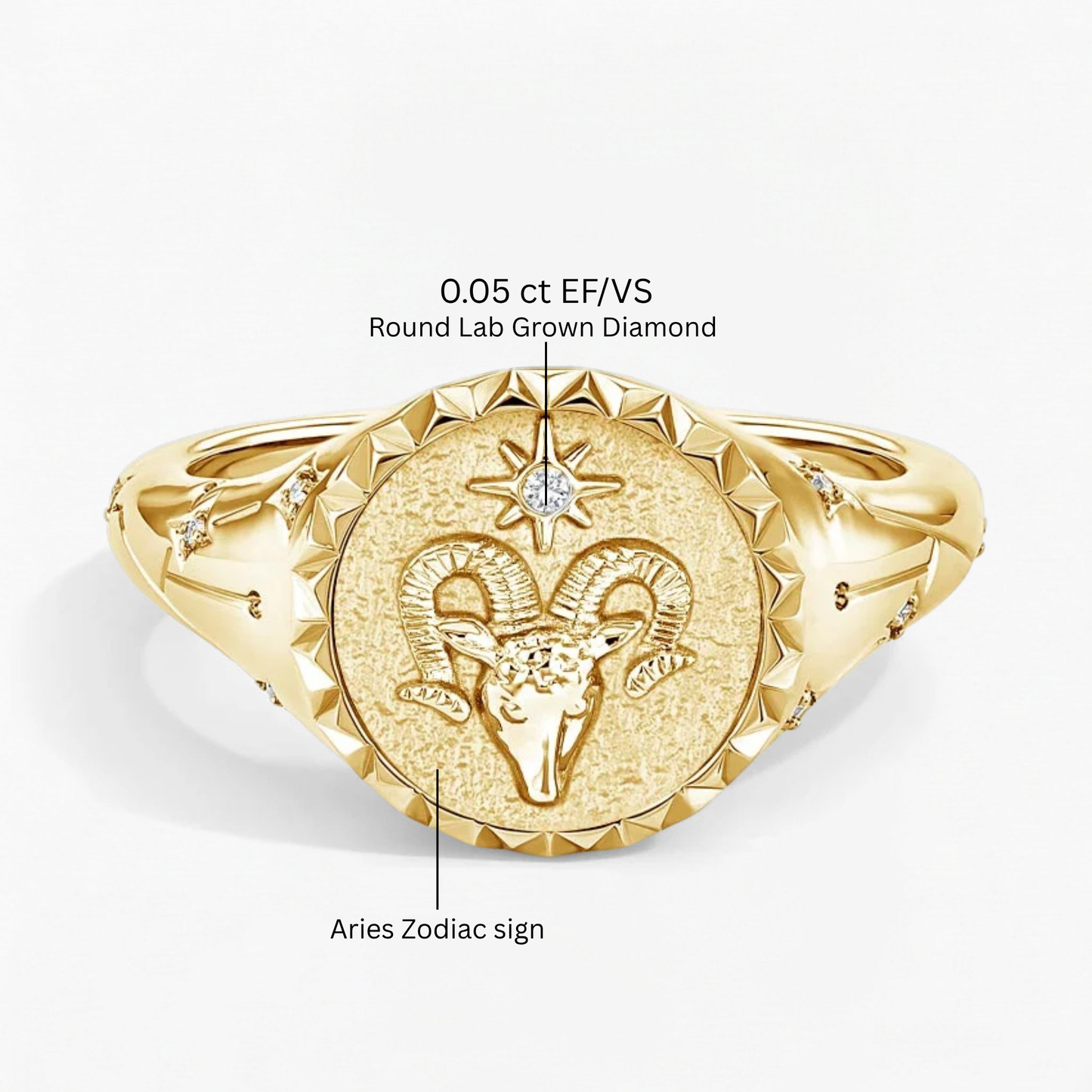 Aries Zodiac Icon Signet Diamond Ring