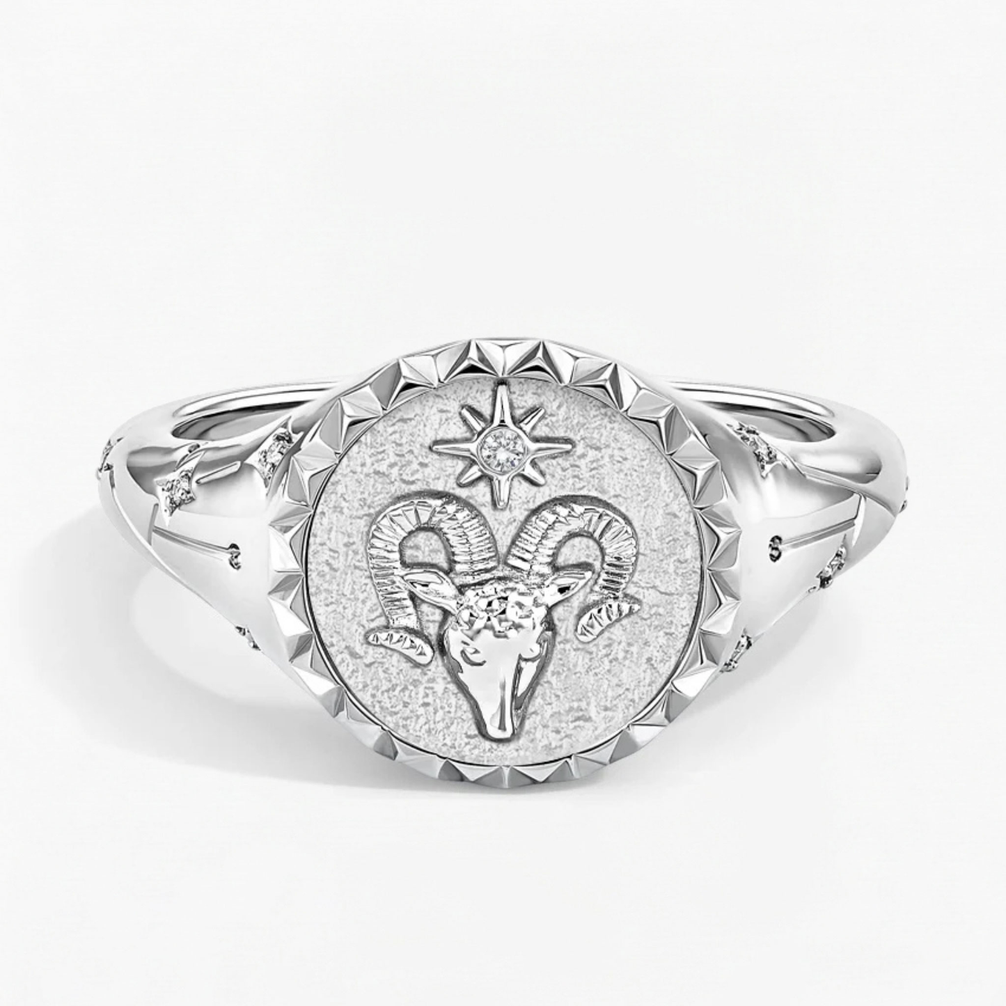 Aries Zodiac Icon Signet Diamond Ring