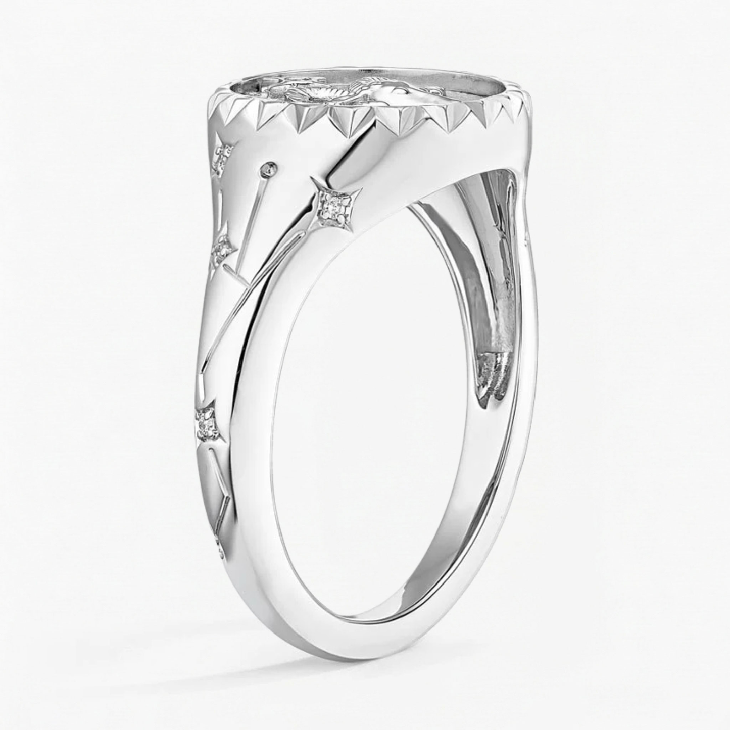 Aries Zodiac Icon Signet Diamond Ring
