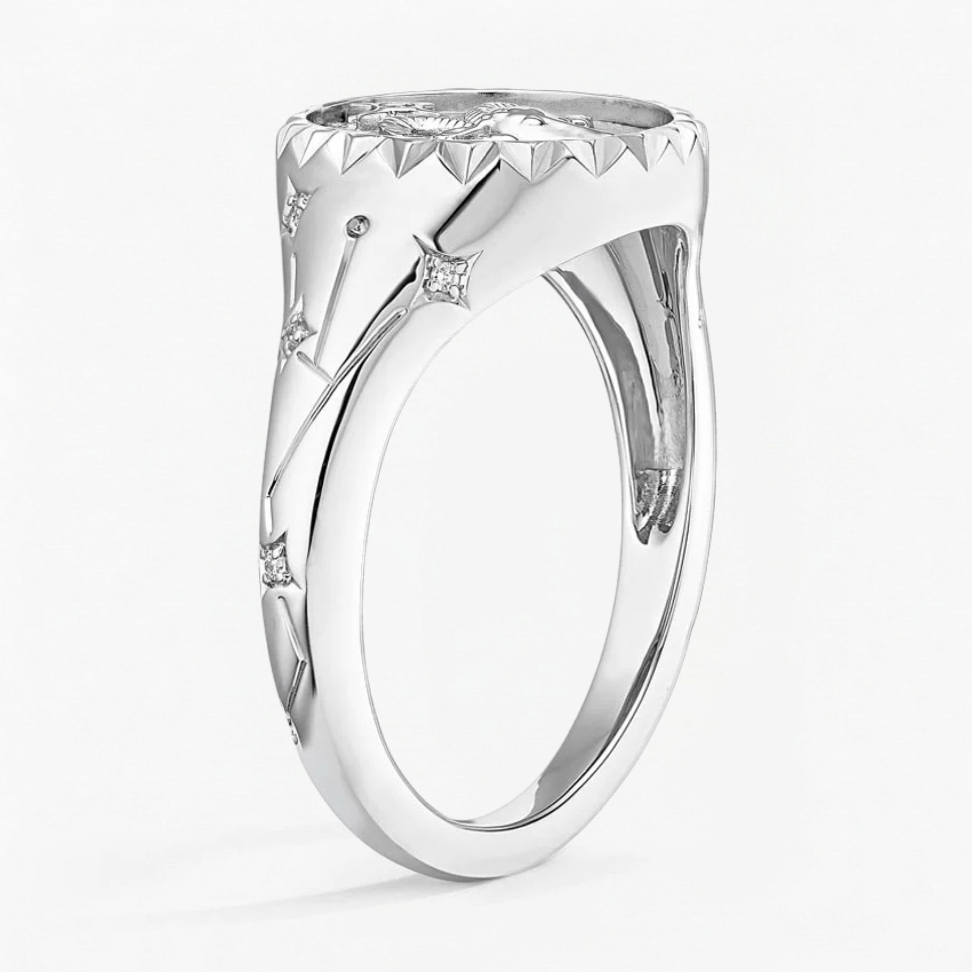Aries Zodiac Icon Signet Diamond Ring