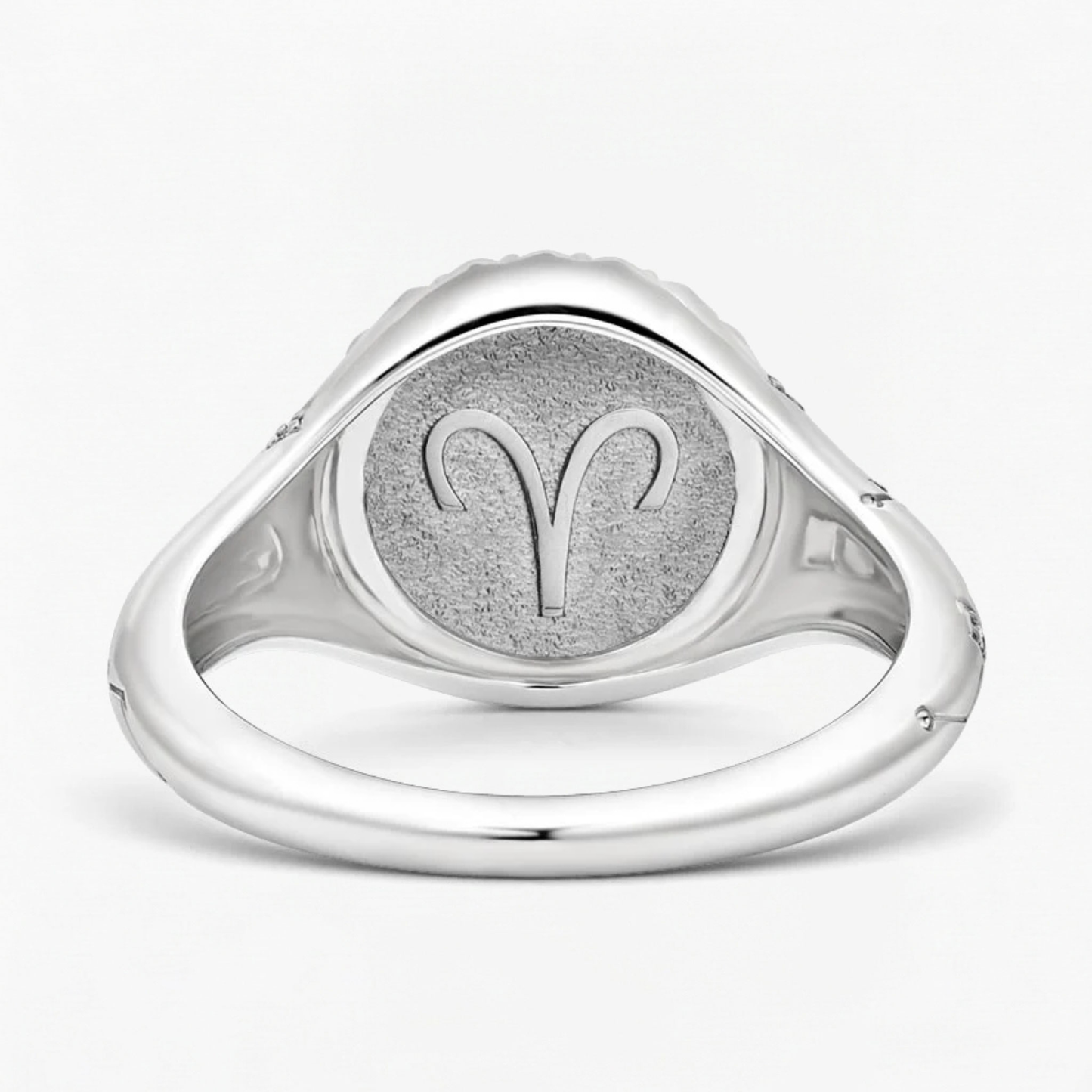 Aries Zodiac Icon Signet Diamond Ring