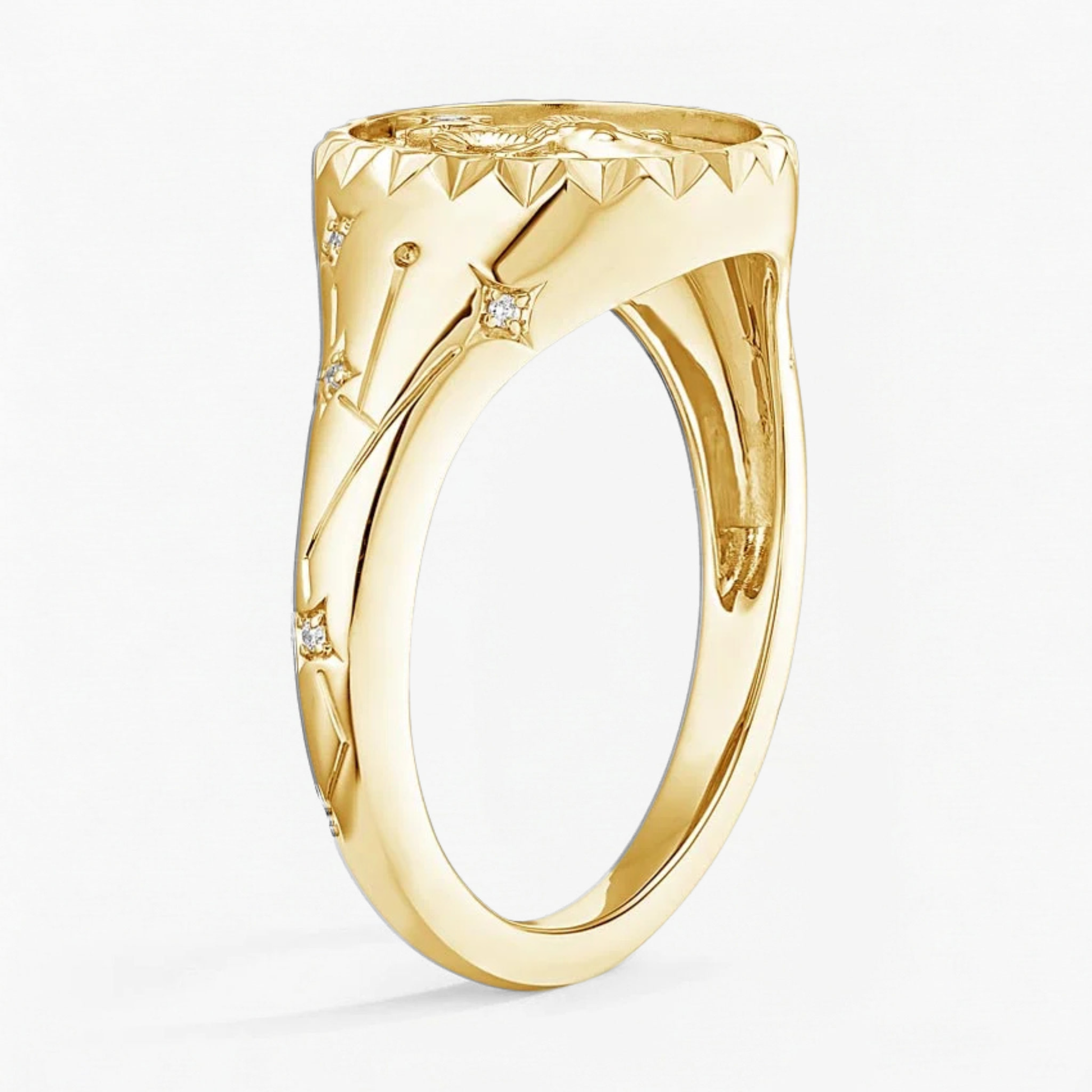 Aries Zodiac Icon Signet Diamond Ring