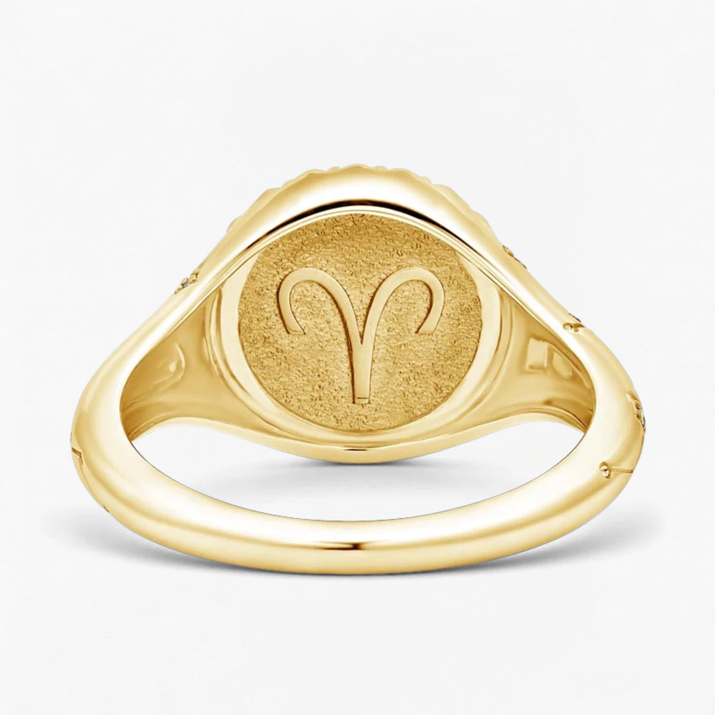 Aries Zodiac Icon Signet Diamond Ring