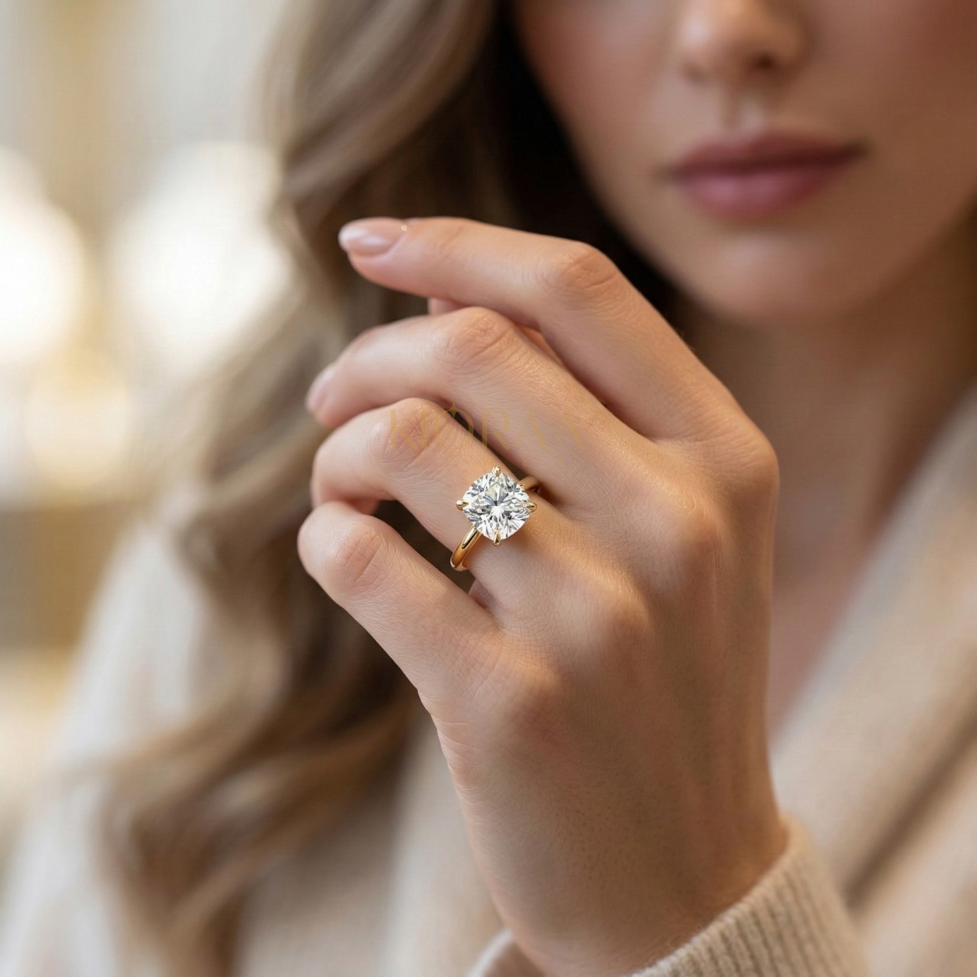 Cushion Diamond Solitaire Engagement Ring