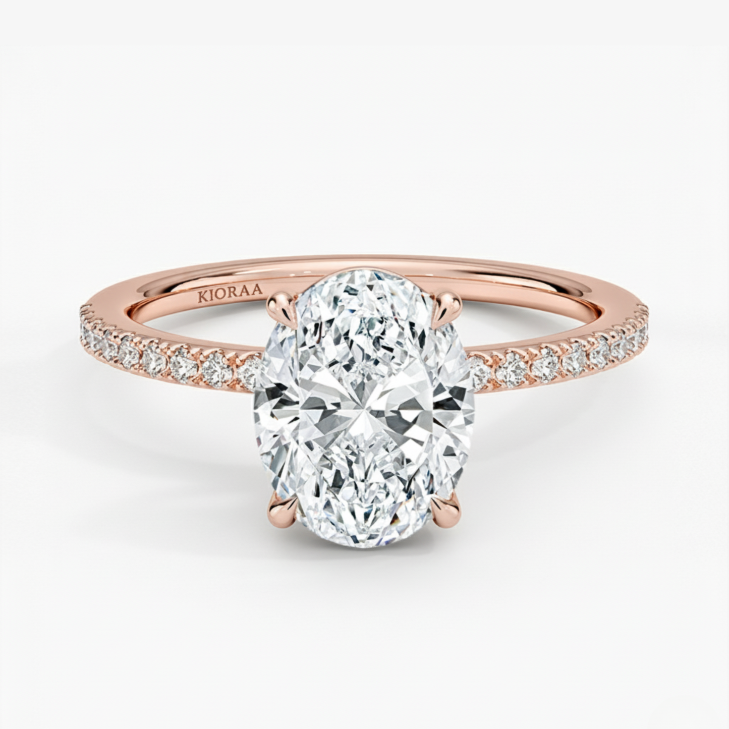 Half Coverage Oval Solitaire Engagement Ring
