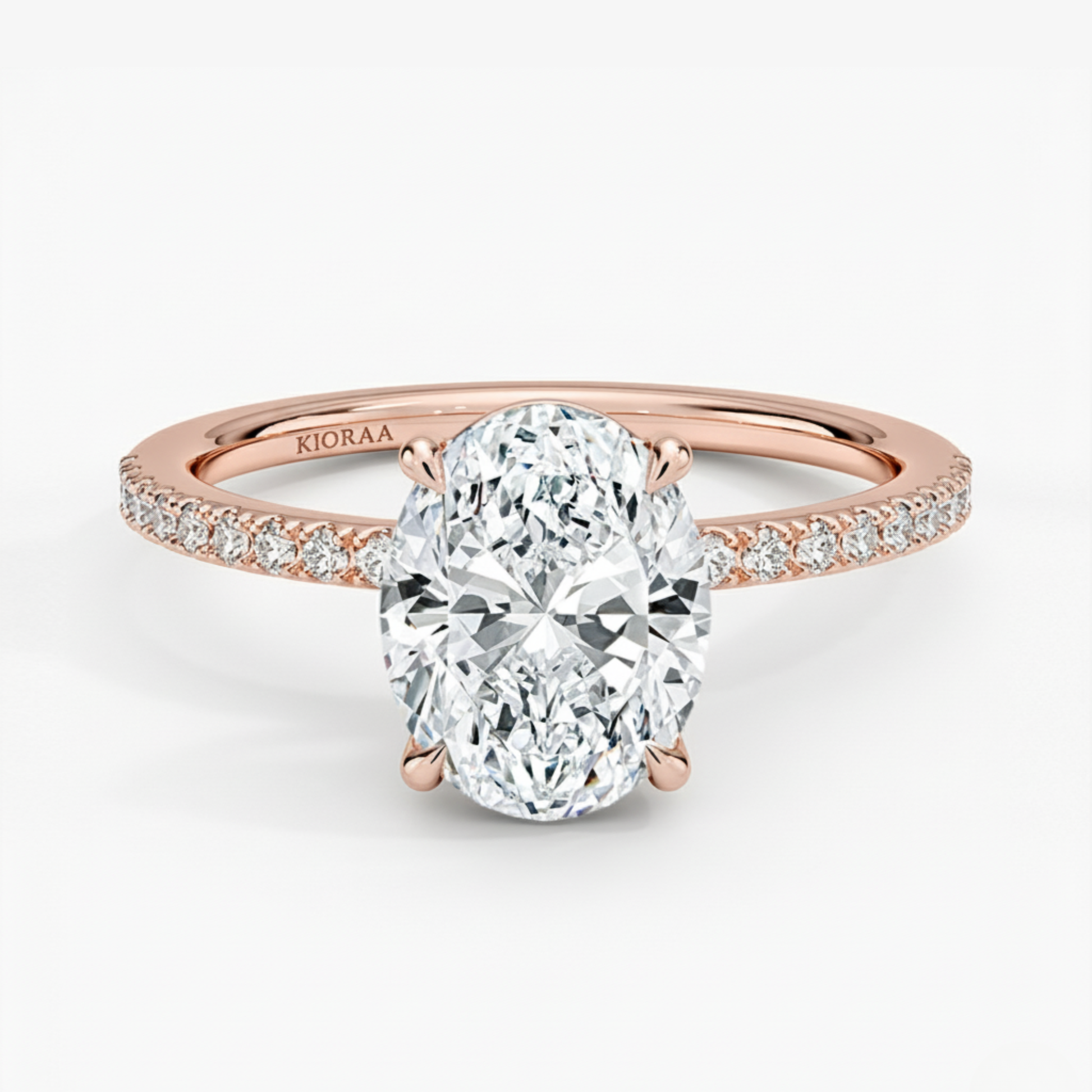 Half Coverage Oval Solitaire Engagement Ring