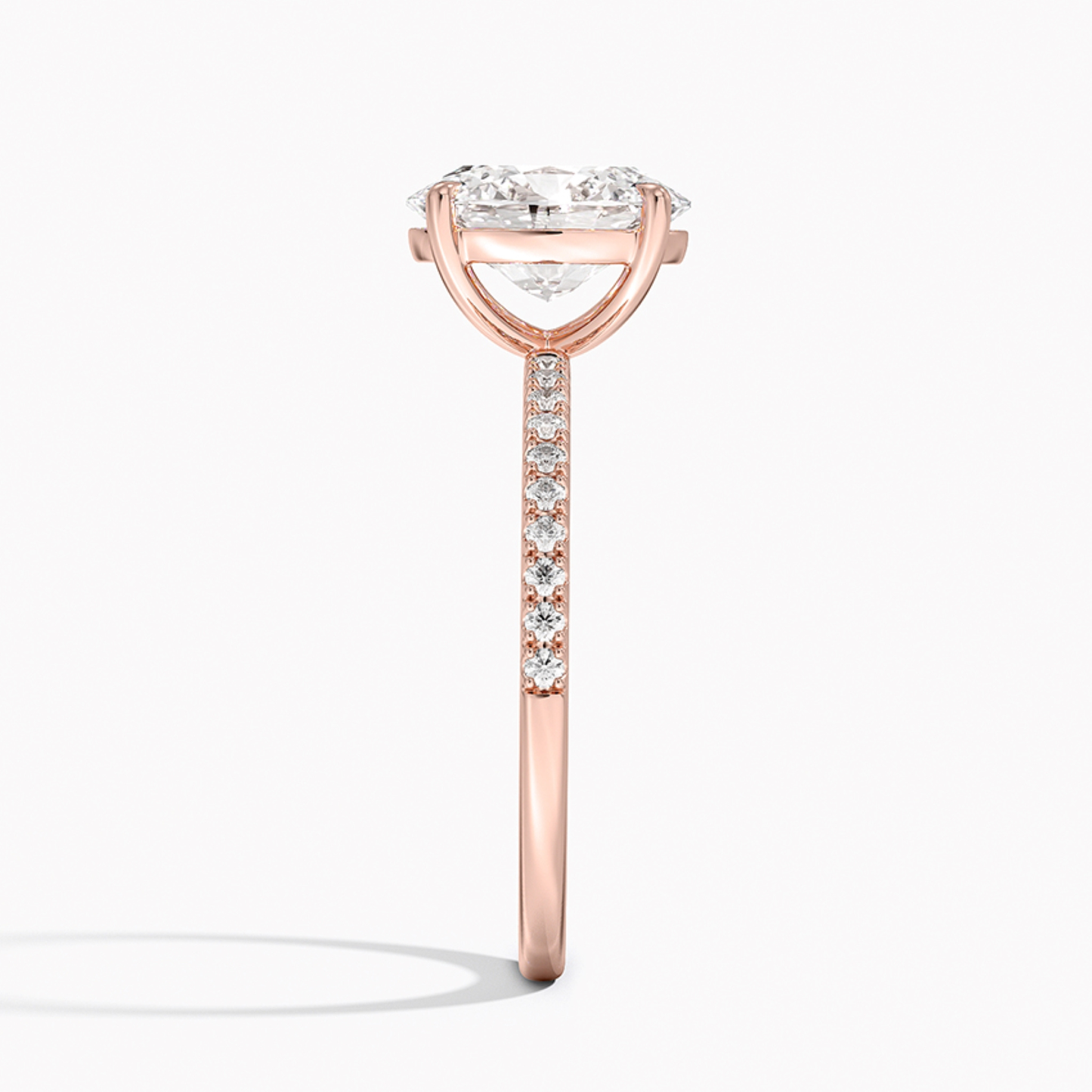 Half Coverage Oval Solitaire Engagement Ring