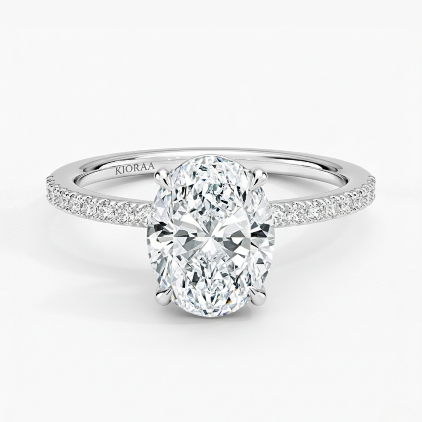 Half Coverage Oval Solitaire Engagement Ring