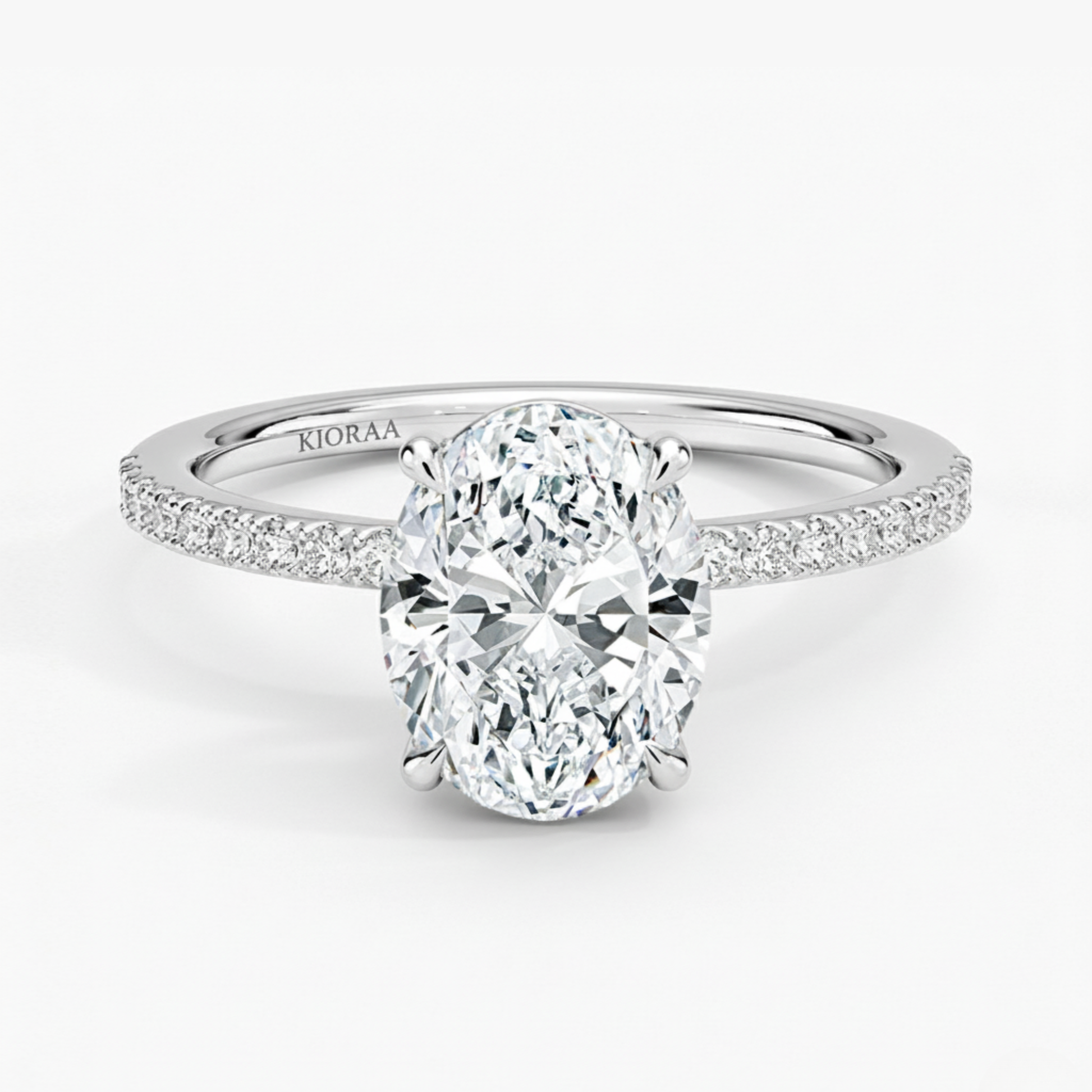 Half Coverage Oval Solitaire Engagement Ring