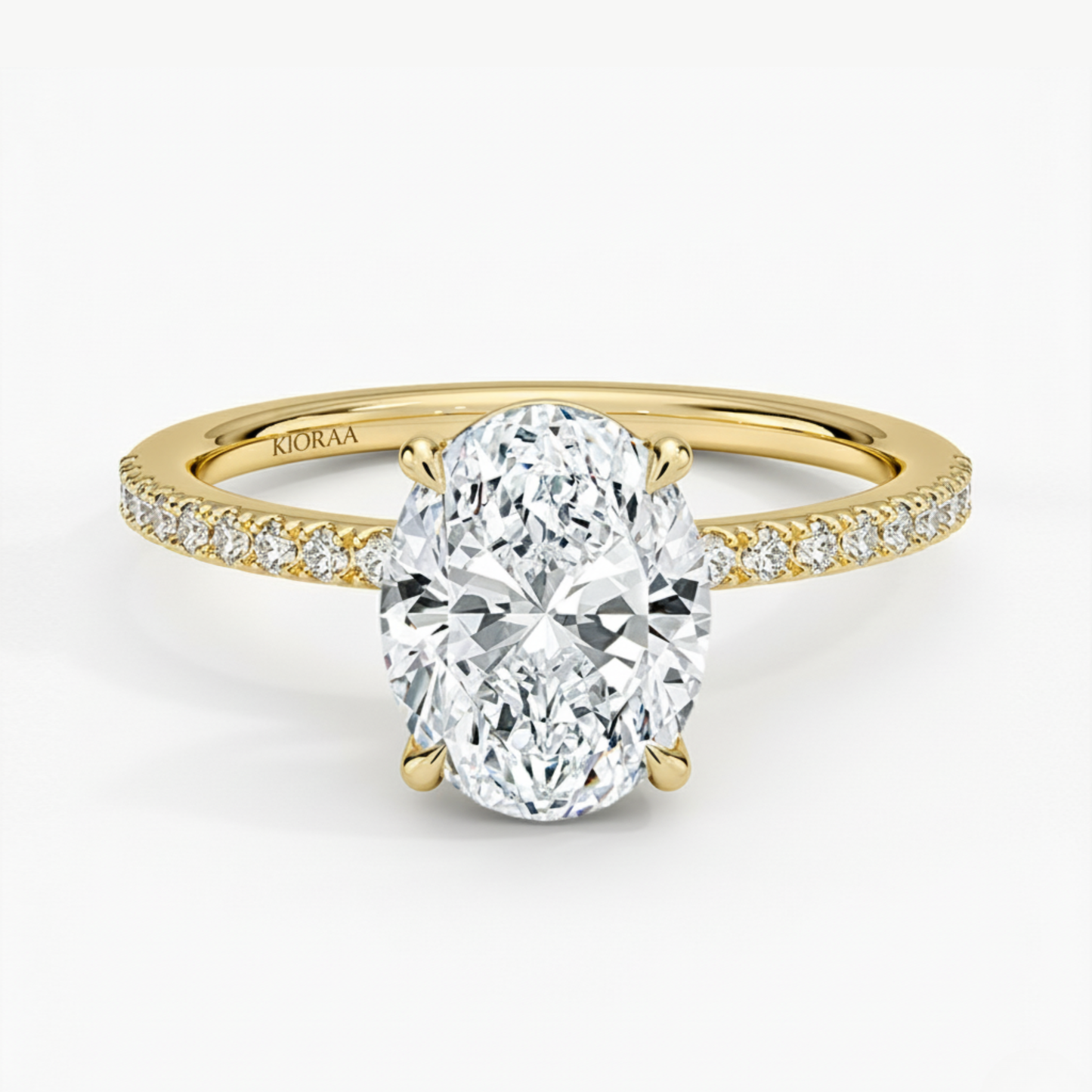 Half Coverage Oval Solitaire Engagement Ring