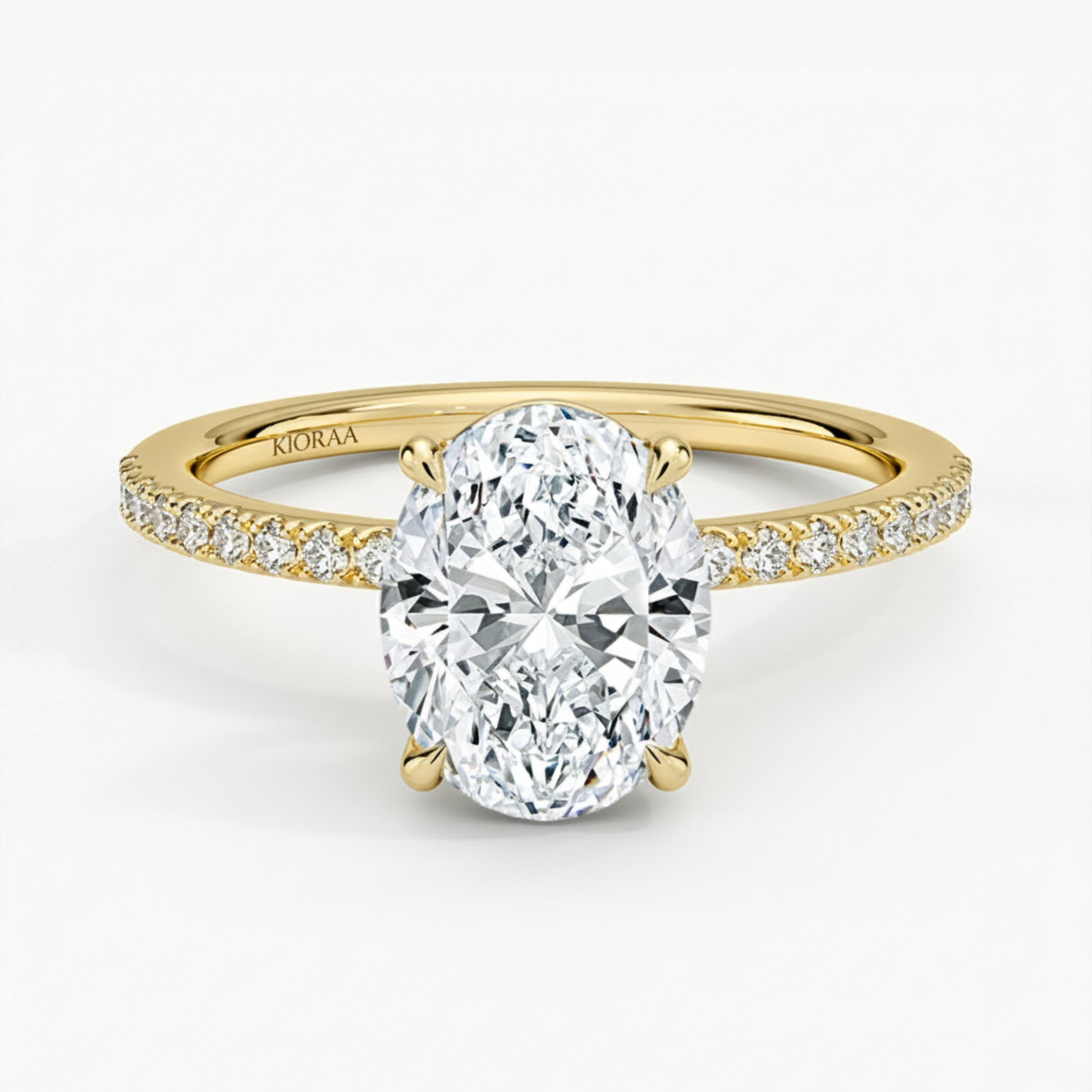 Half Coverage Oval Solitaire Engagement Ring
