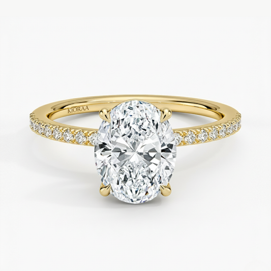 Half Coverage Oval Solitaire Engagement Ring