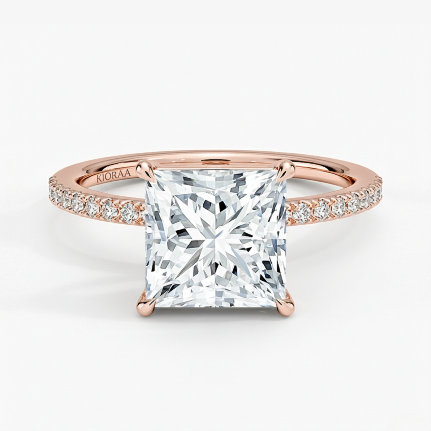 Half Coverage Princess Solitaire Engagement Ring