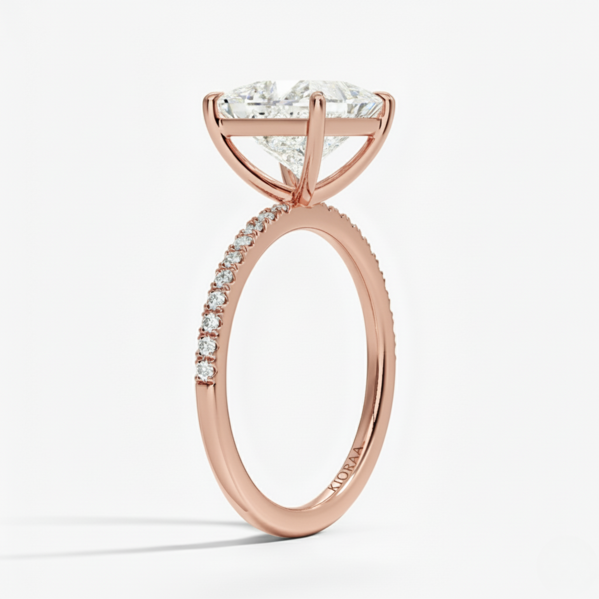 Half Coverage Princess Solitaire Engagement Ring