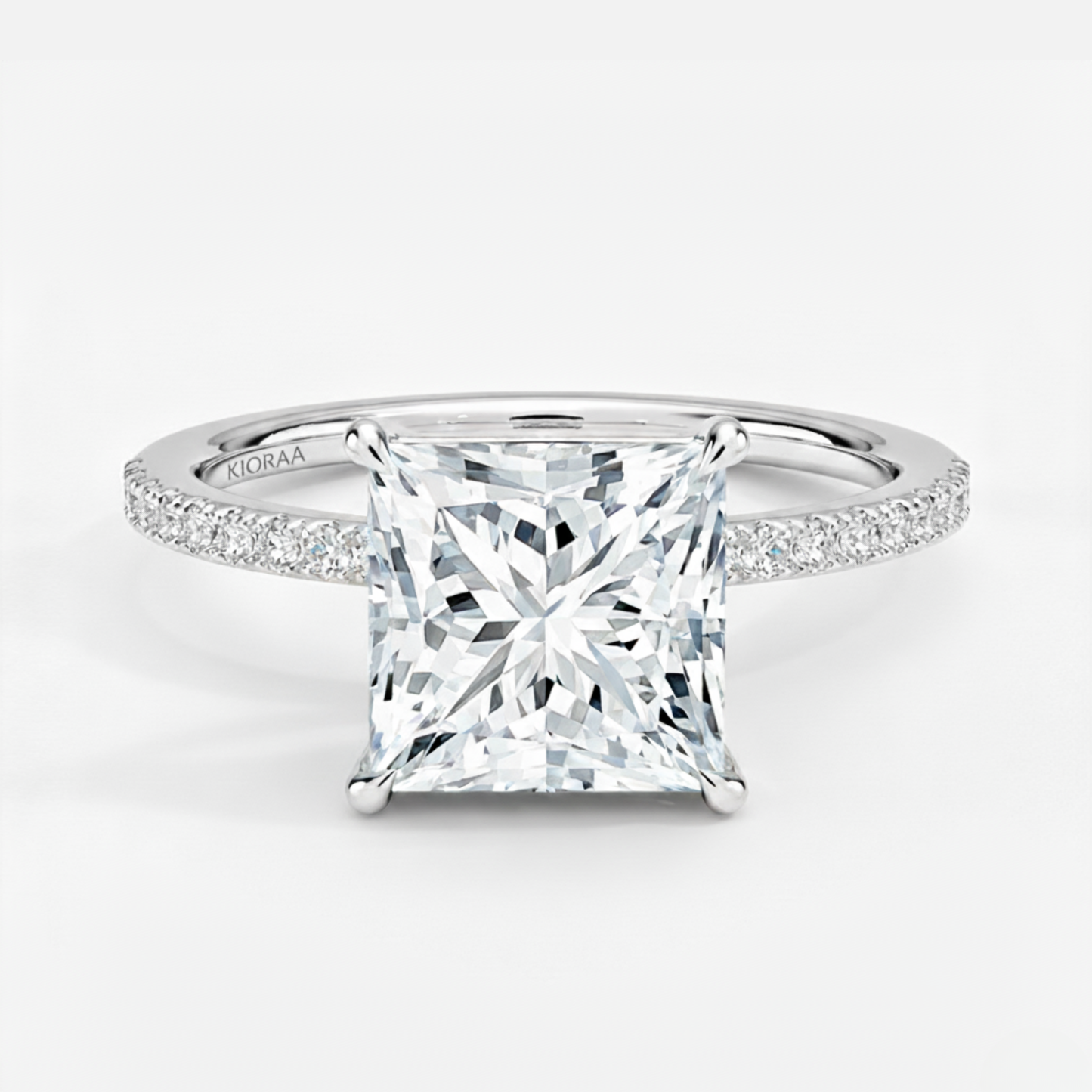 Half Coverage Princess Solitaire Engagement Ring