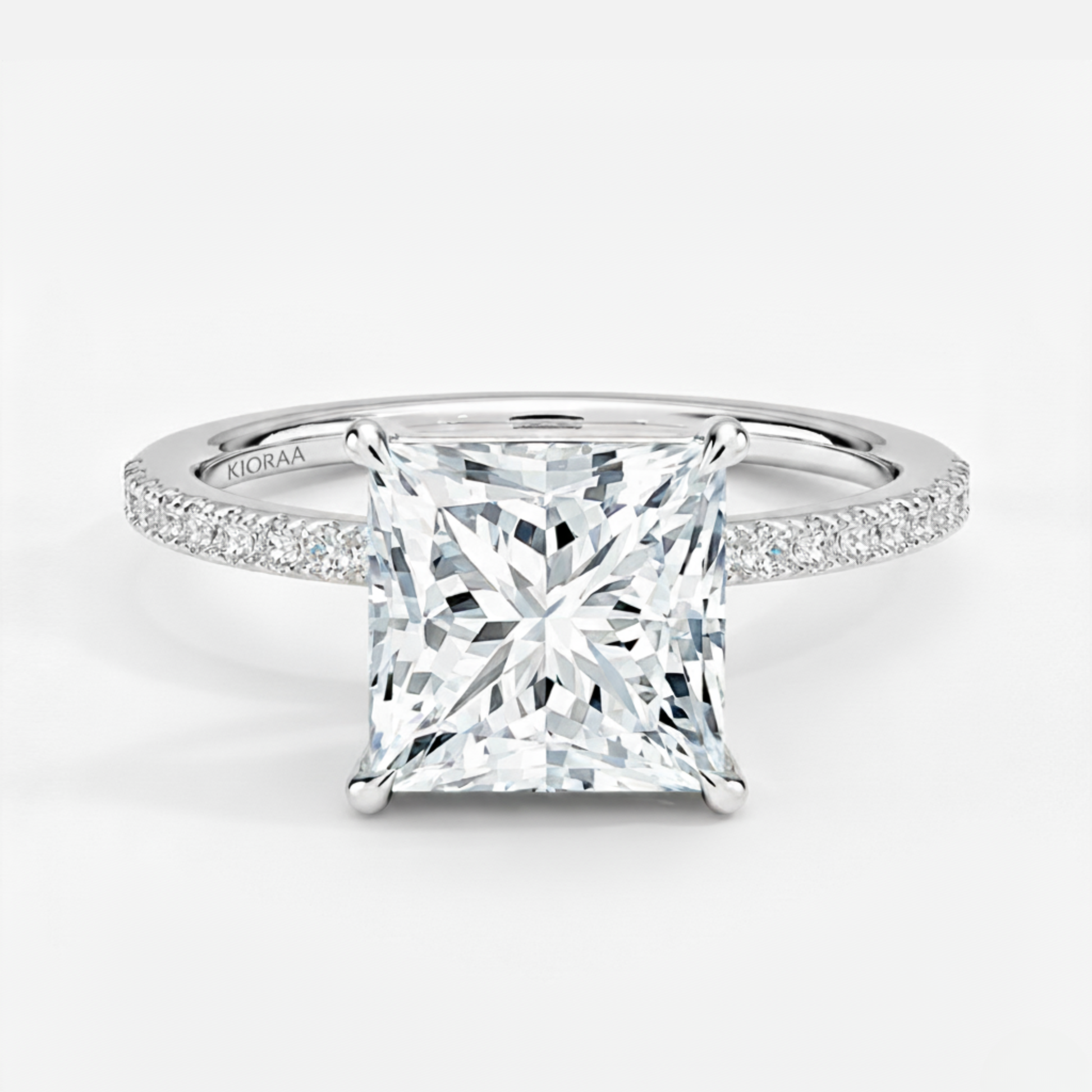 Half Coverage Princess Solitaire Engagement Ring